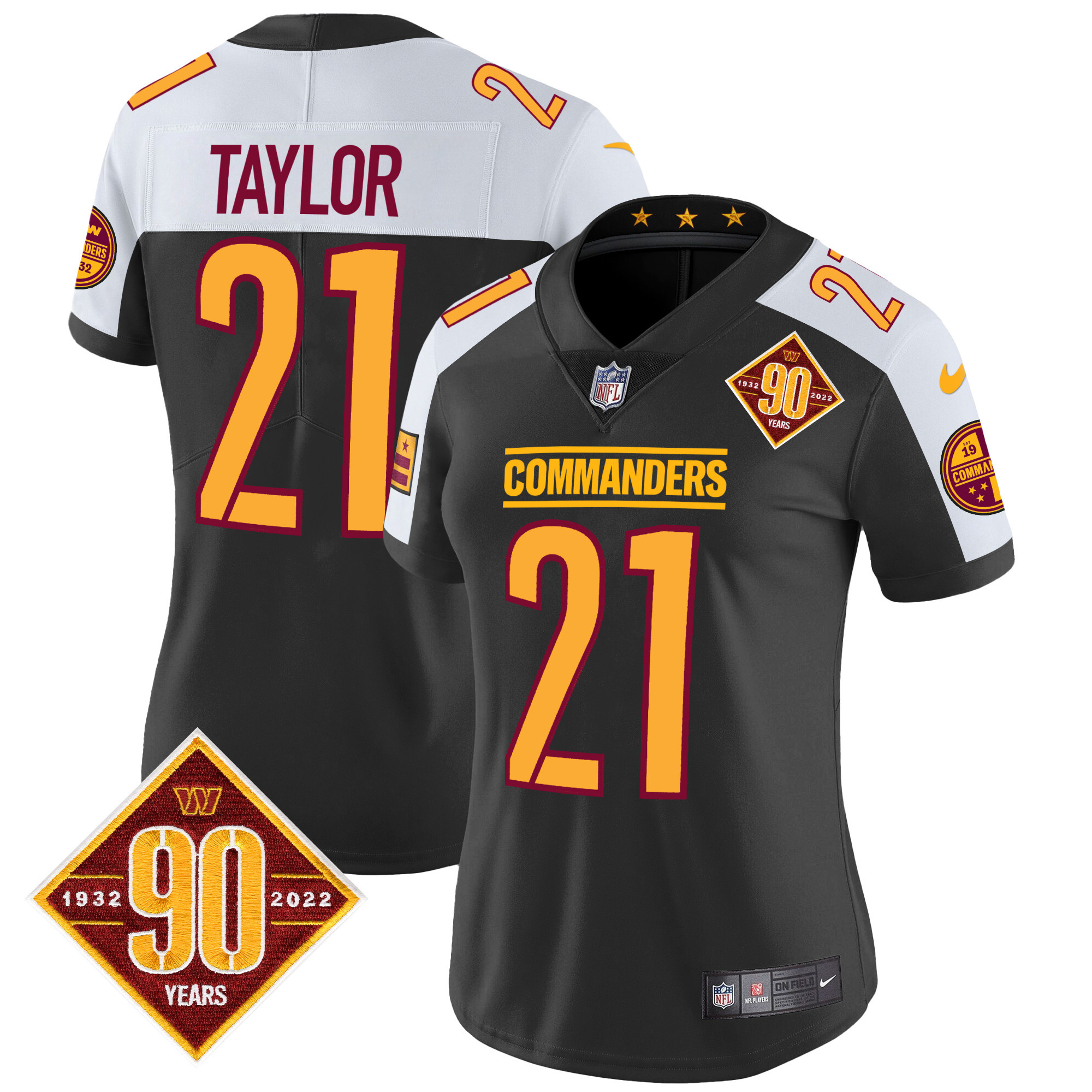 Women's Washington Commanders 90th Anniversary Patch Vapor Jersey - All Stitched - Image 9