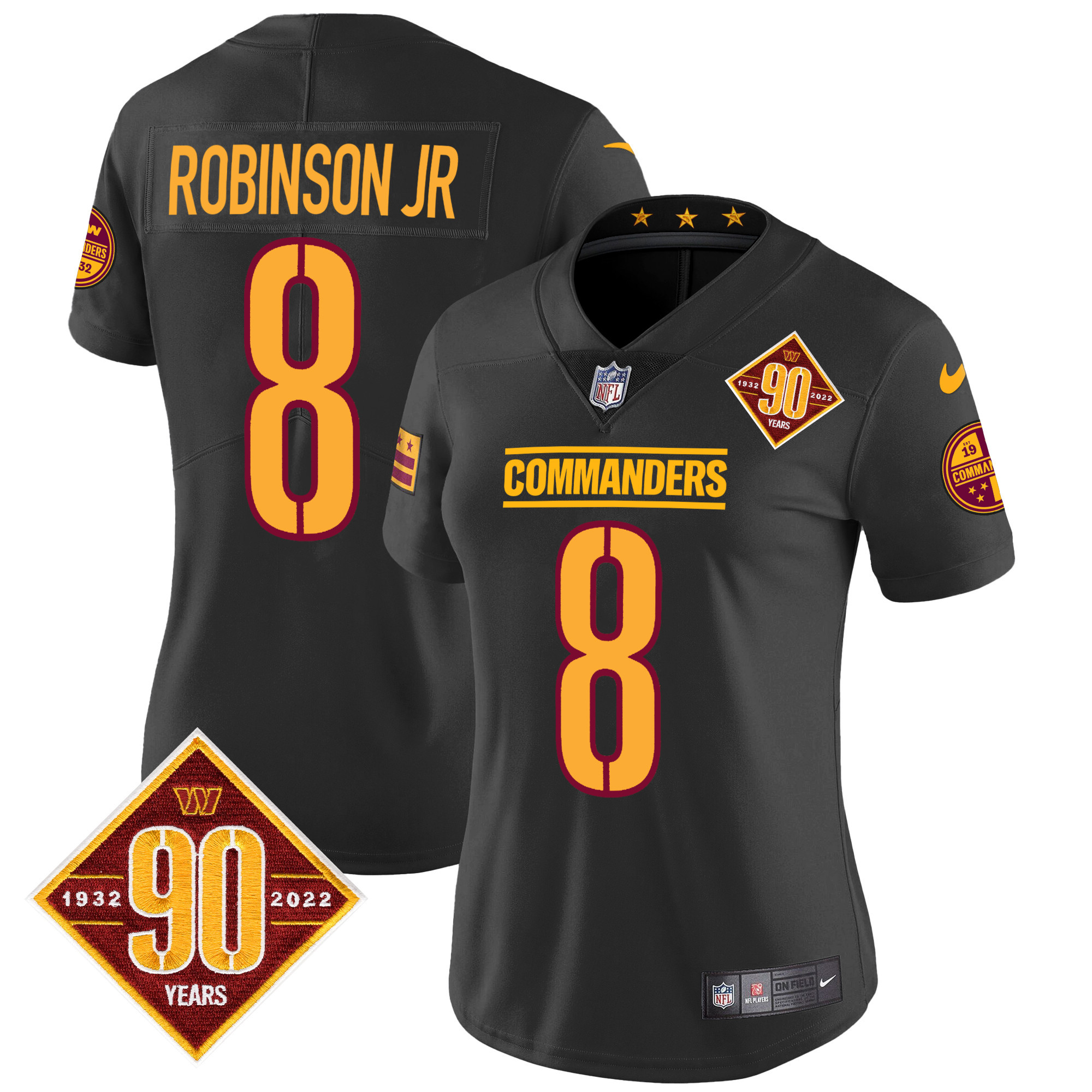 Women's Washington Commanders 90th Anniversary Patch Vapor Jersey - All Stitched - Image 12