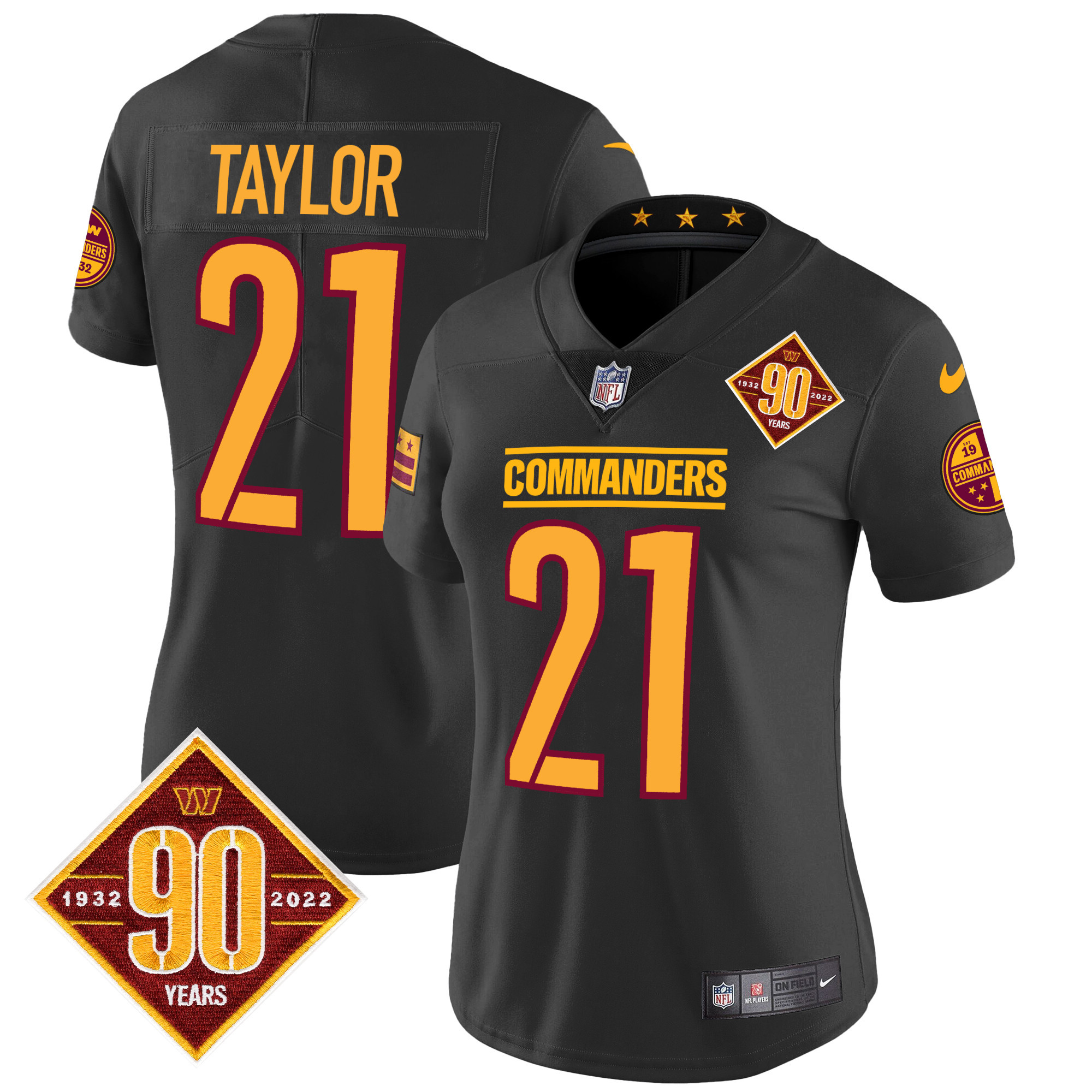 Women's Washington Commanders 90th Anniversary Patch Vapor Jersey - All Stitched - Image 14
