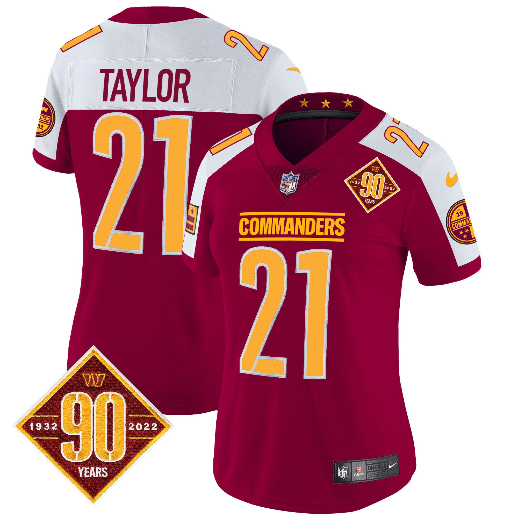 Women's Washington Commanders 90th Anniversary Patch Vapor Jersey - All Stitched - Image 4