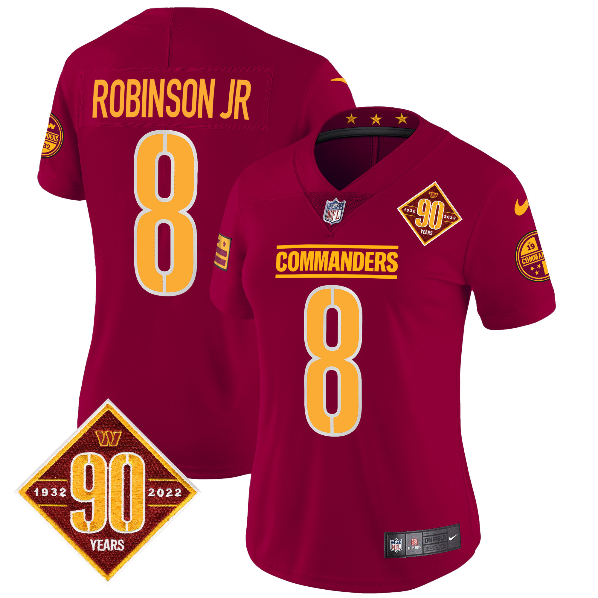 Women's Washington Commanders 90th Anniversary Patch Vapor Jersey - All Stitched - Image 17