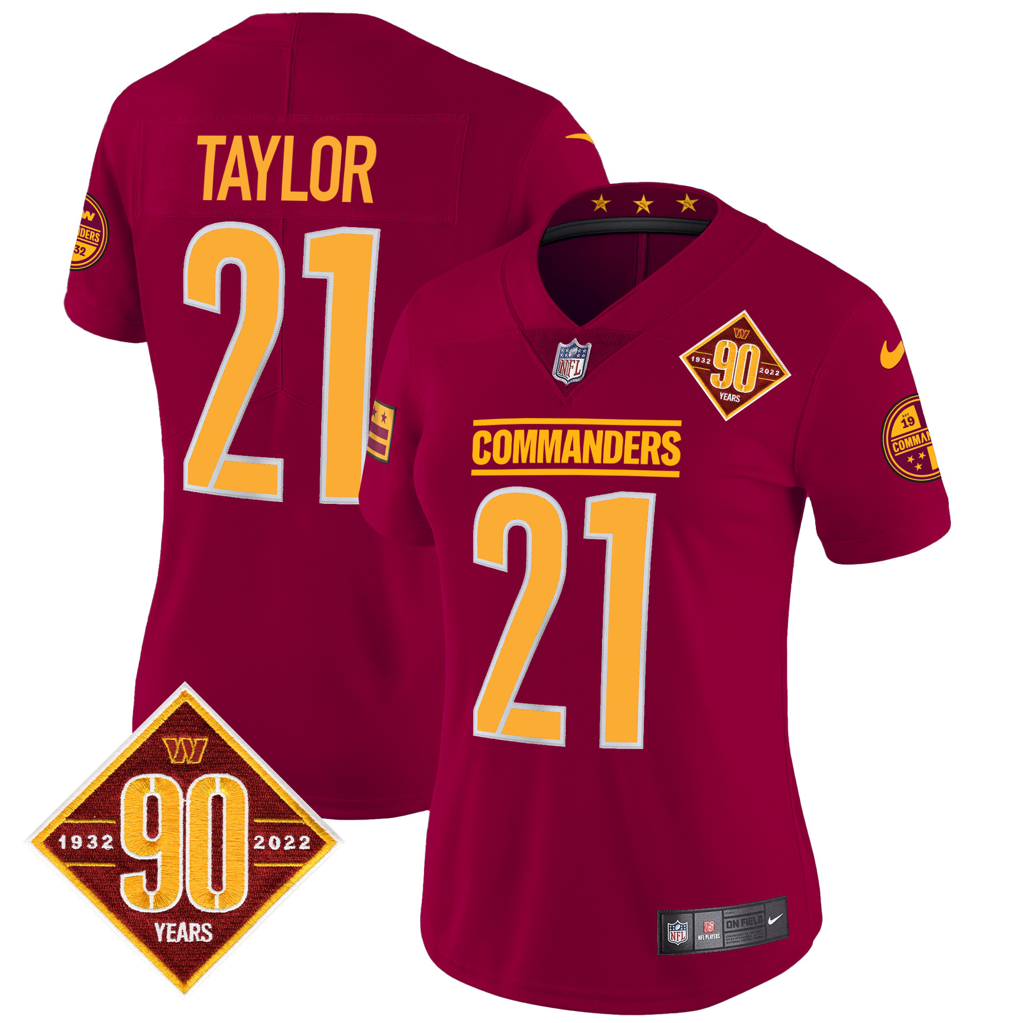Women's Washington Commanders 90th Anniversary Patch Vapor Jersey - All Stitched - Image 19