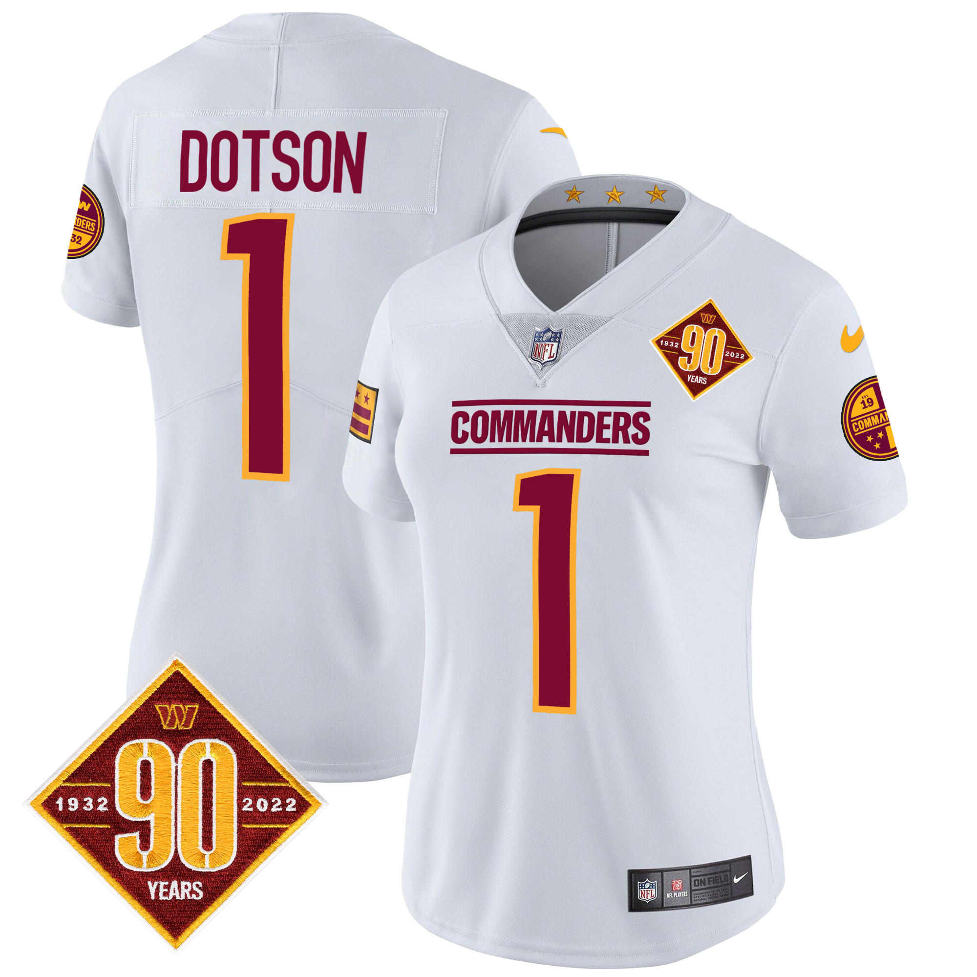 Women's Washington Commanders 90th Anniversary Patch Vapor Jersey - All Stitched - Image 25