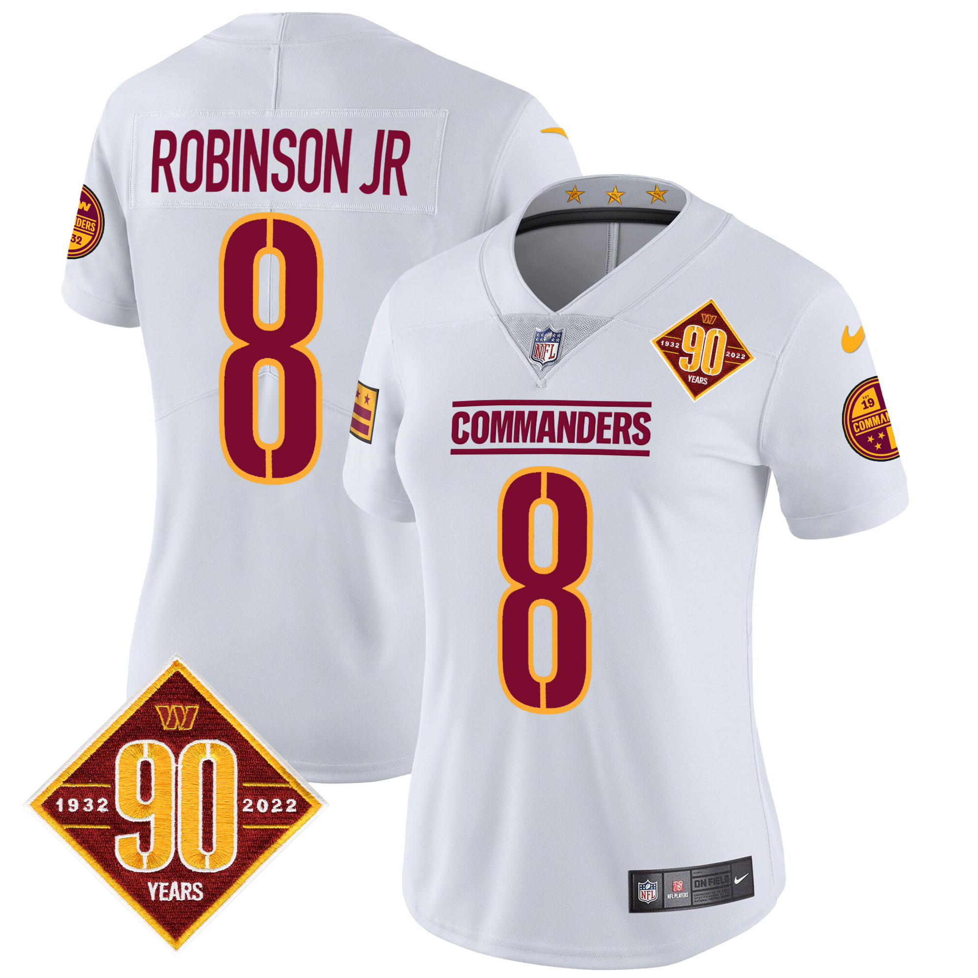 Women's Washington Commanders 90th Anniversary Patch Vapor Jersey - All Stitched - Image 22