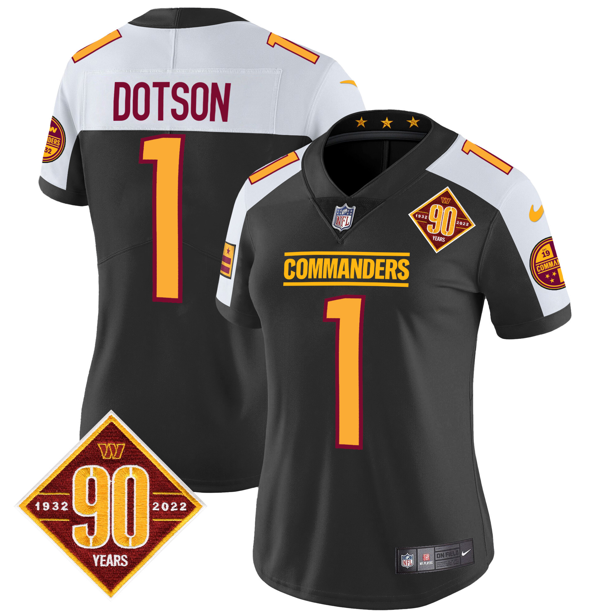 Women's Washington Commanders 90th Anniversary Patch Vapor Jersey - All Stitched - Image 10