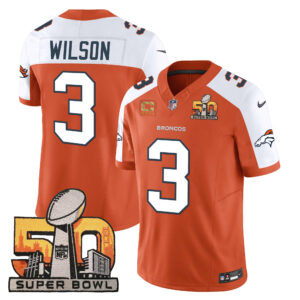 Russell Wilson Denver Broncos Super Bowl 50 Patch Vapor Jersey - All Stitched