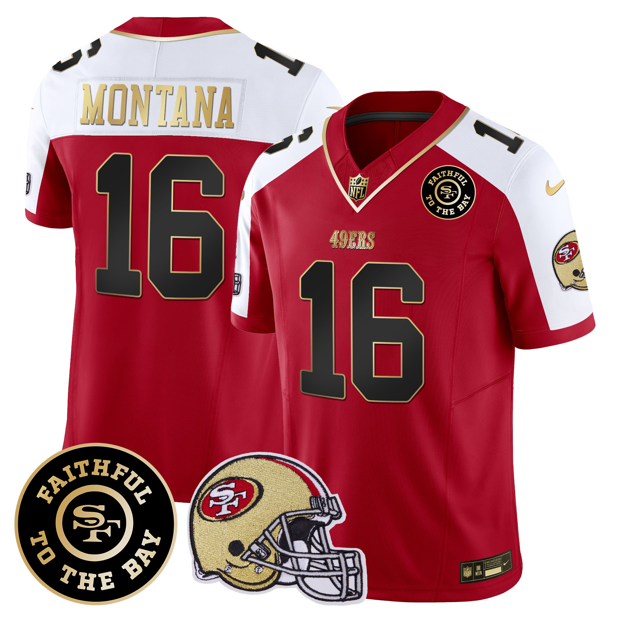 Men's 49ers Faithful To The Bay Patch Vapor Limited Jersey V5 - All Stitched - Image 49