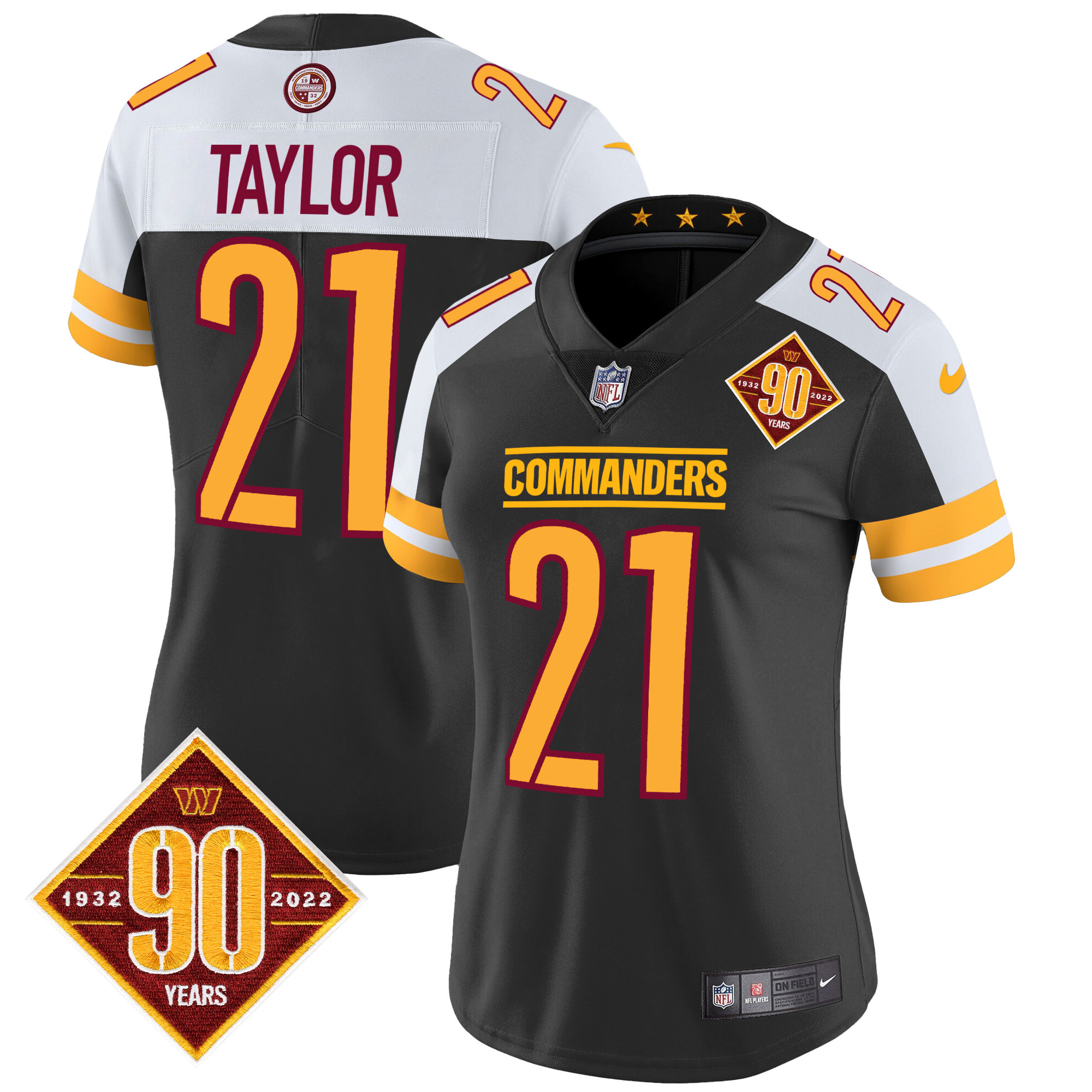 Women's Washington Commanders 90th Anniversary Patch Vapor Jersey V2 - All Stitched - Image 9