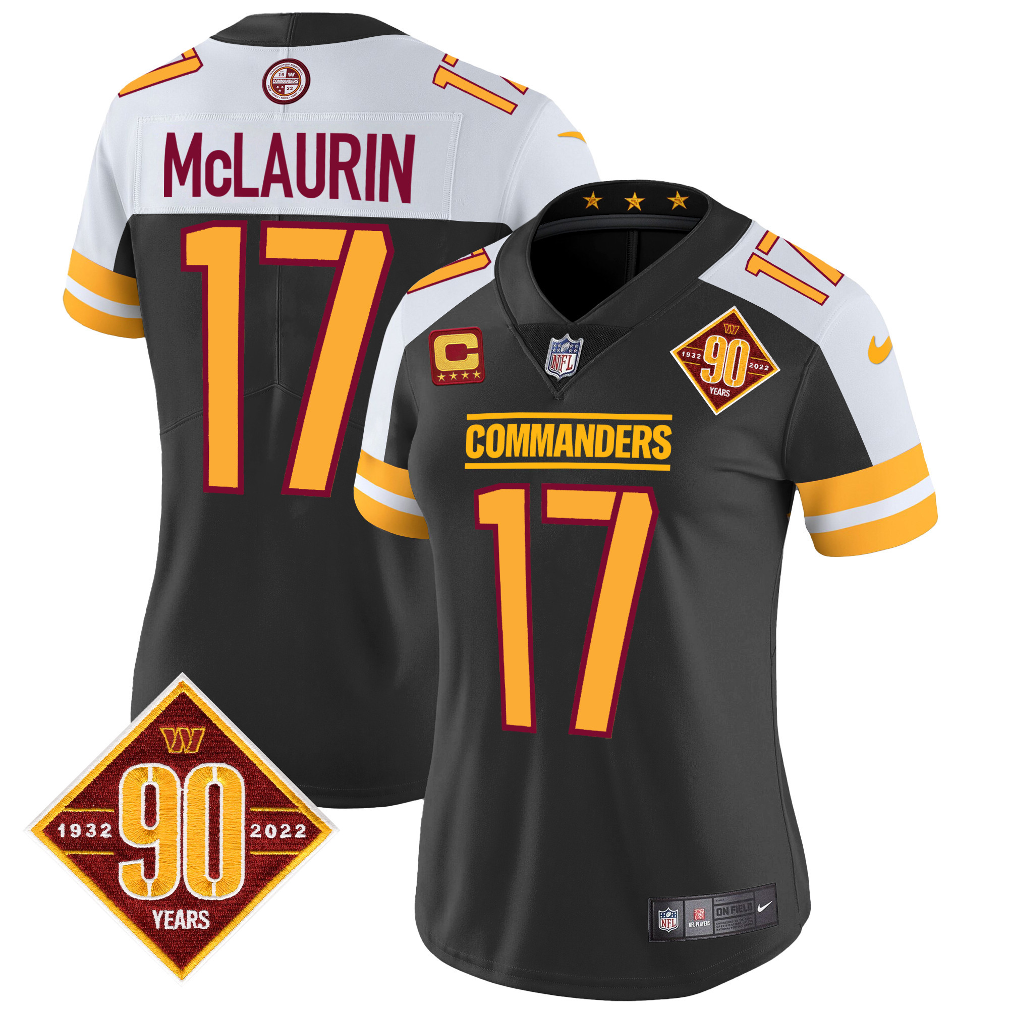 Women's Washington Commanders 90th Anniversary Patch Vapor Jersey V2 - All Stitched - Image 8