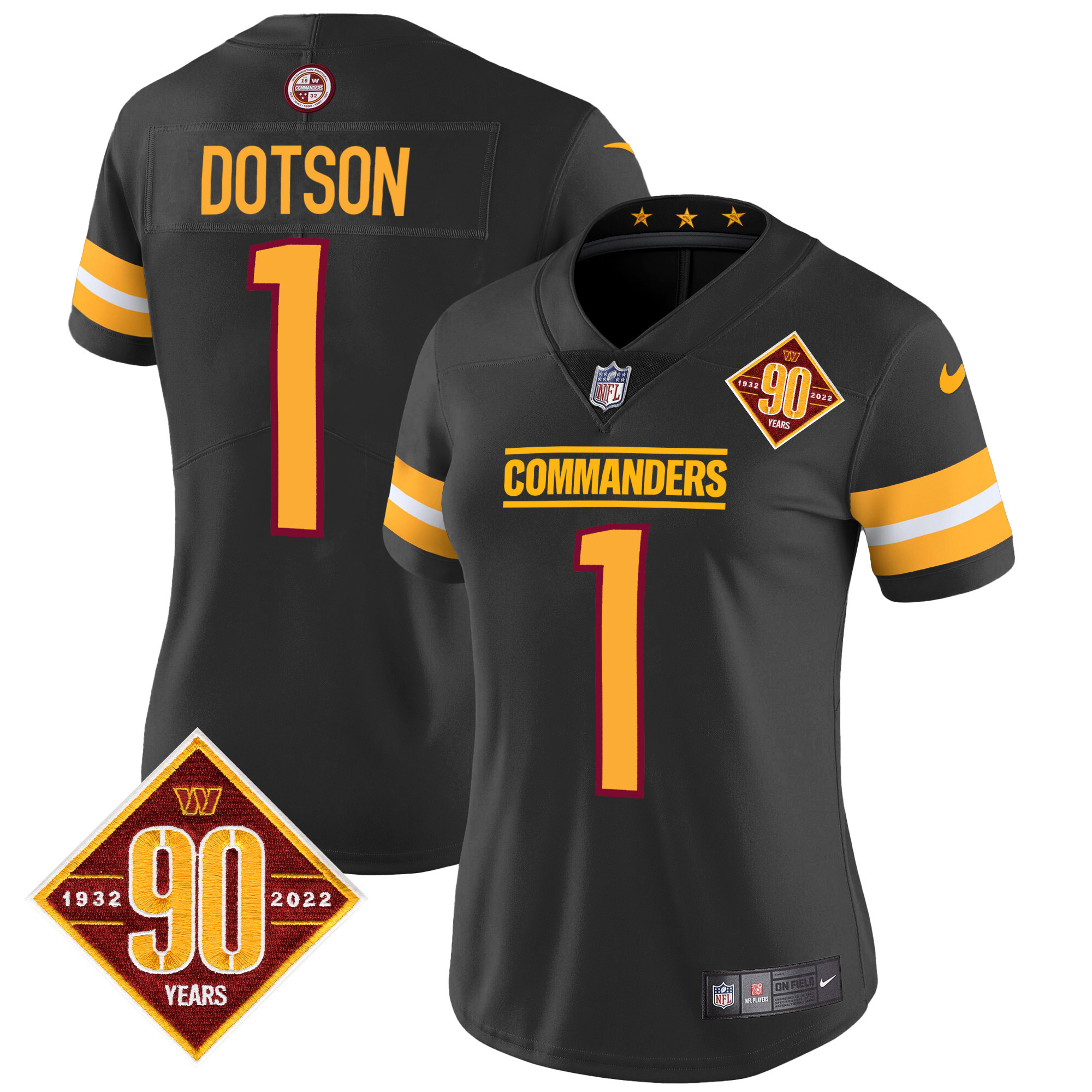 Women's Washington Commanders 90th Anniversary Patch Vapor Jersey V2 - All Stitched - Image 15