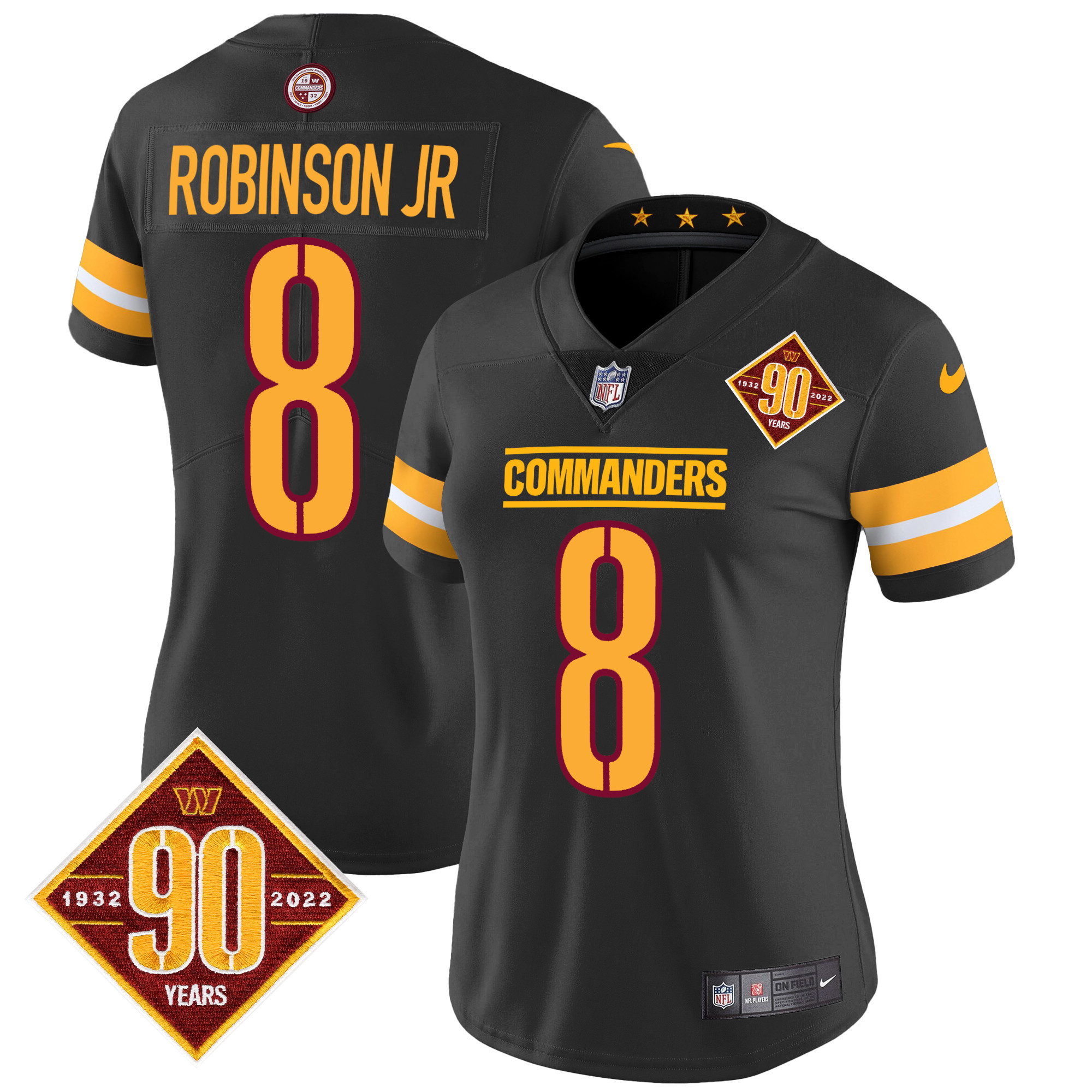 Women's Washington Commanders 90th Anniversary Patch Vapor Jersey V2 - All Stitched - Image 12