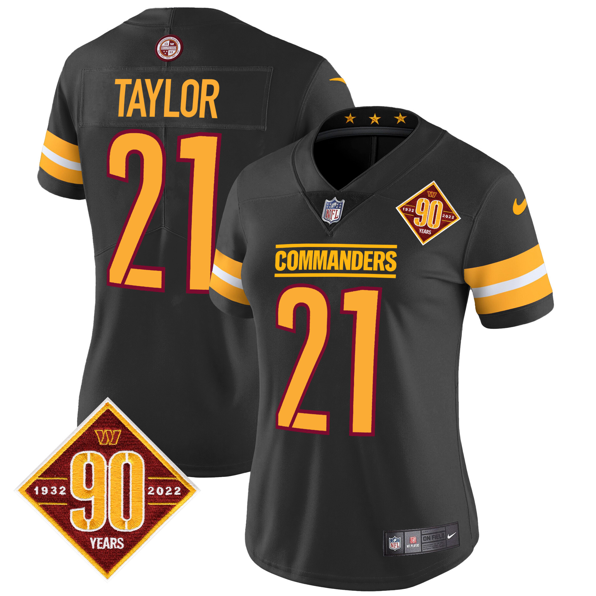 Women's Washington Commanders 90th Anniversary Patch Vapor Jersey V2 - All Stitched - Image 14