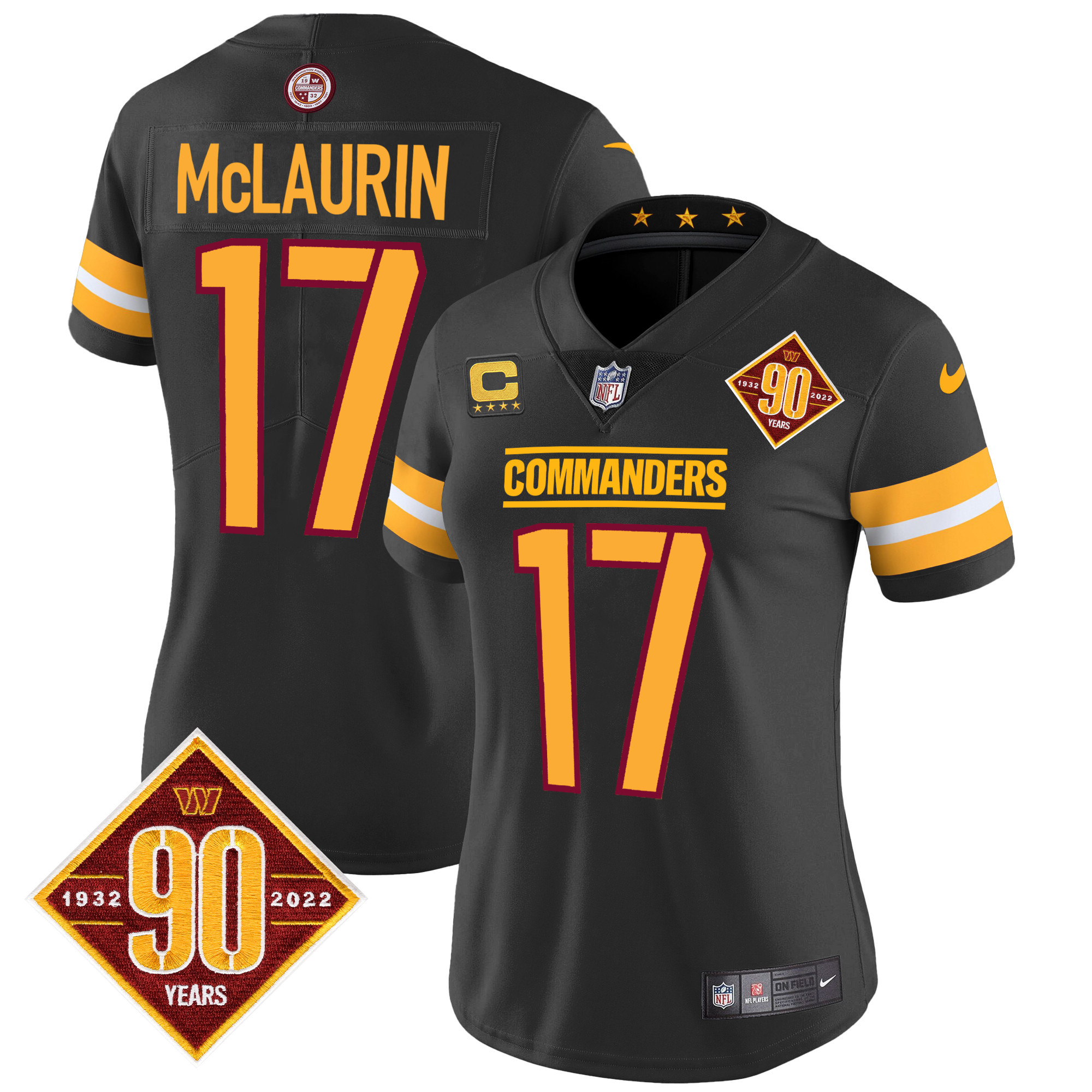 Women's Washington Commanders 90th Anniversary Patch Vapor Jersey V2 - All Stitched - Image 13