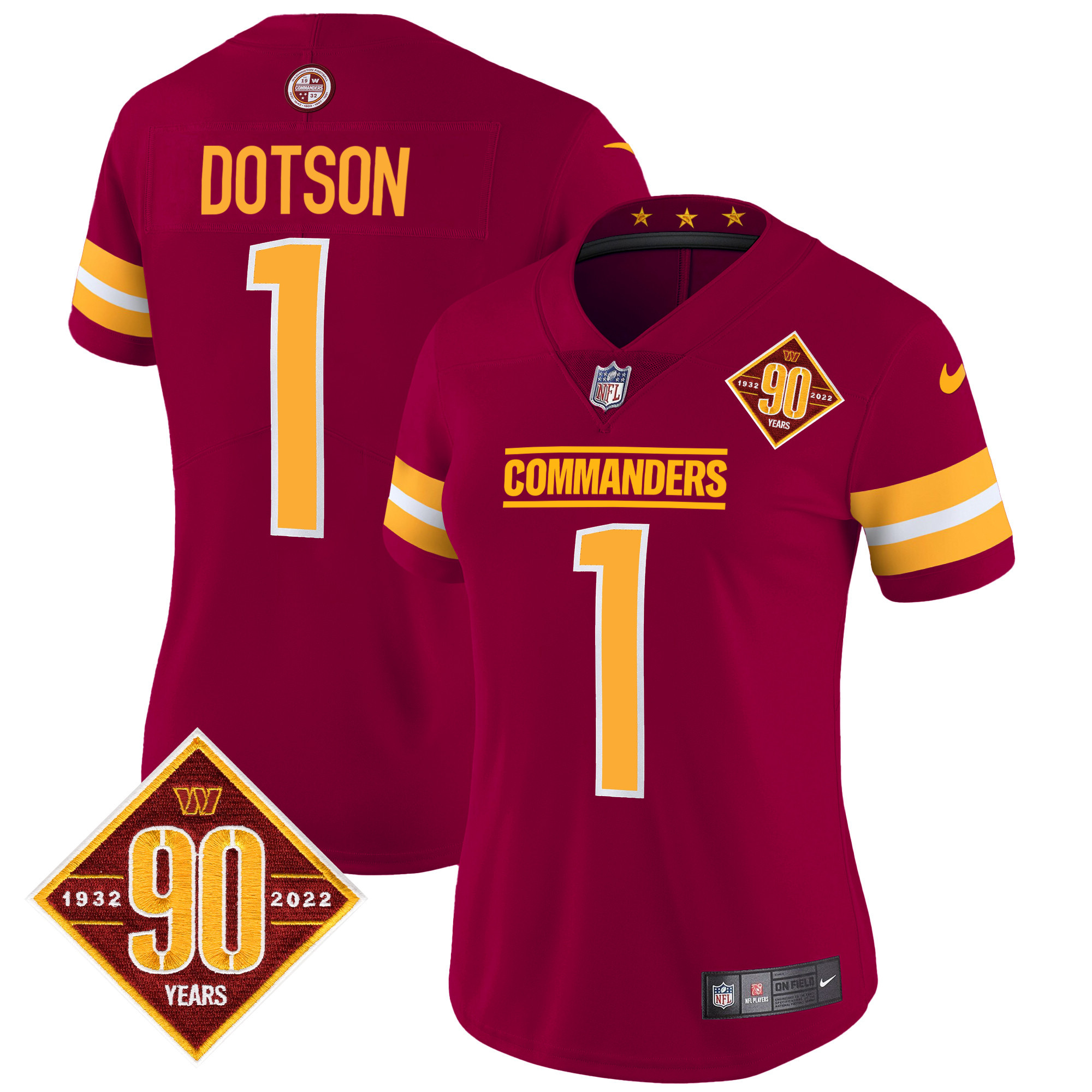 Women's Washington Commanders 90th Anniversary Patch Vapor Jersey V2 - All Stitched - Image 20