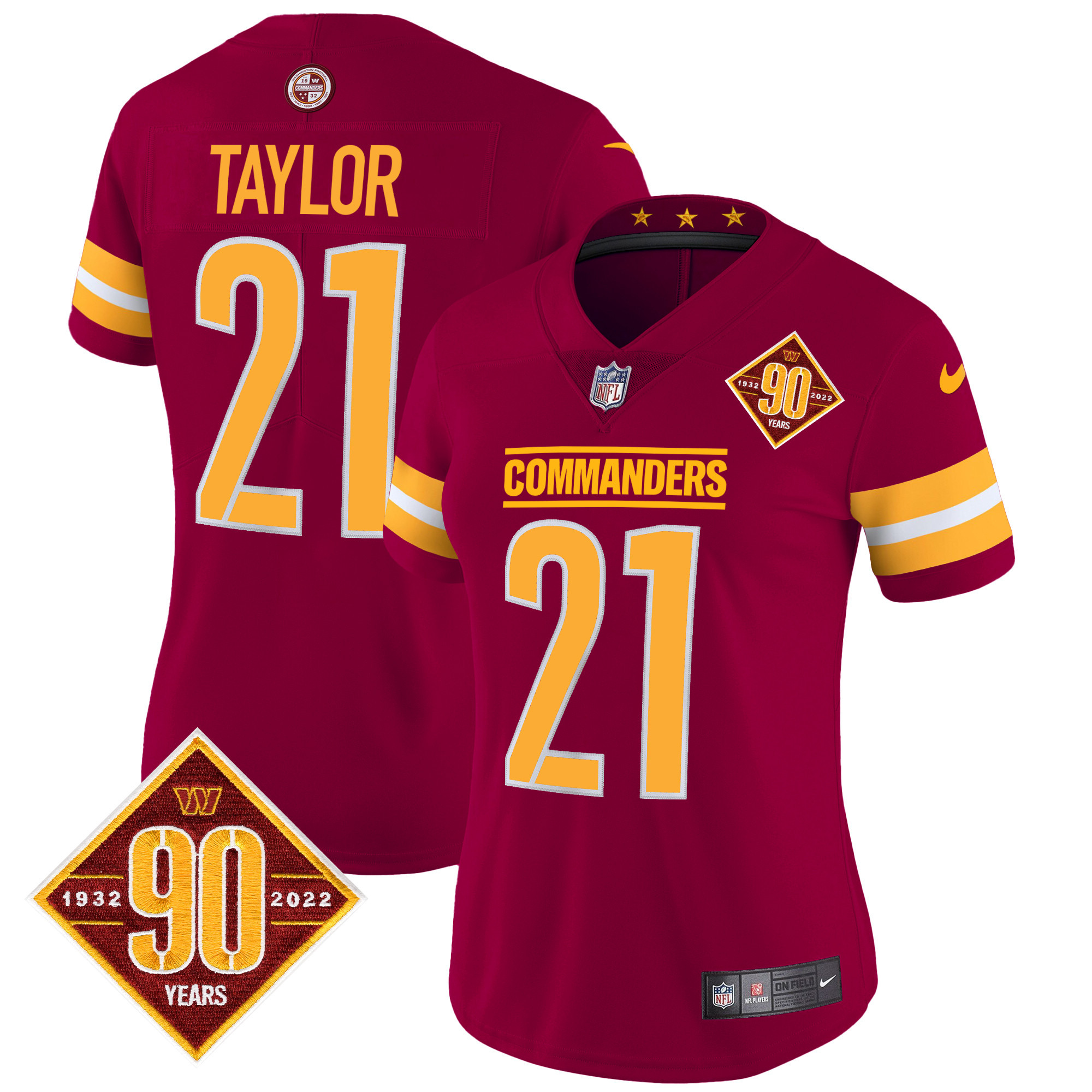 Women's Washington Commanders 90th Anniversary Patch Vapor Jersey V2 - All Stitched - Image 19