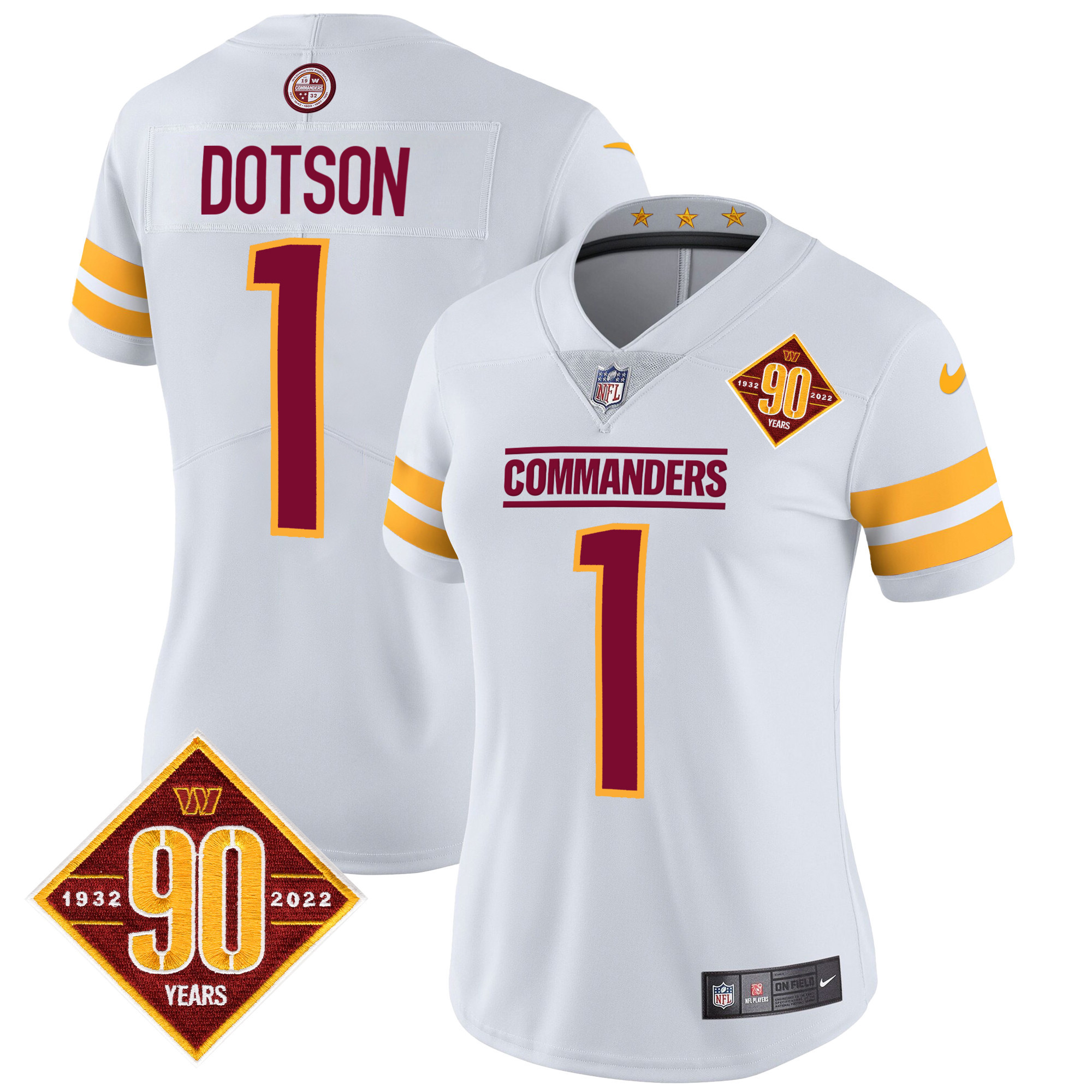 Women's Washington Commanders 90th Anniversary Patch Vapor Jersey V2 - All Stitched - Image 25