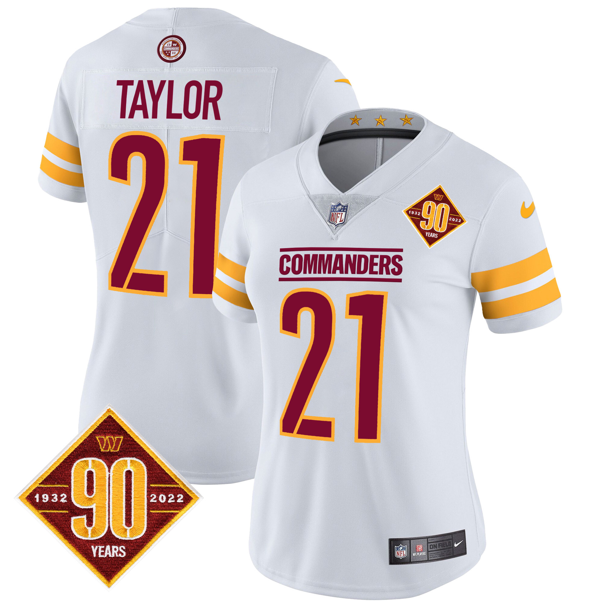 Women's Washington Commanders 90th Anniversary Patch Vapor Jersey V2 - All Stitched - Image 24