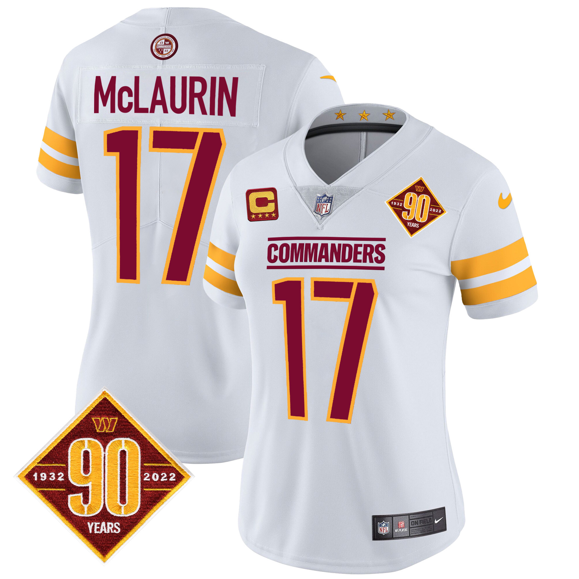 Women's Washington Commanders 90th Anniversary Patch Vapor Jersey V2 - All Stitched - Image 23