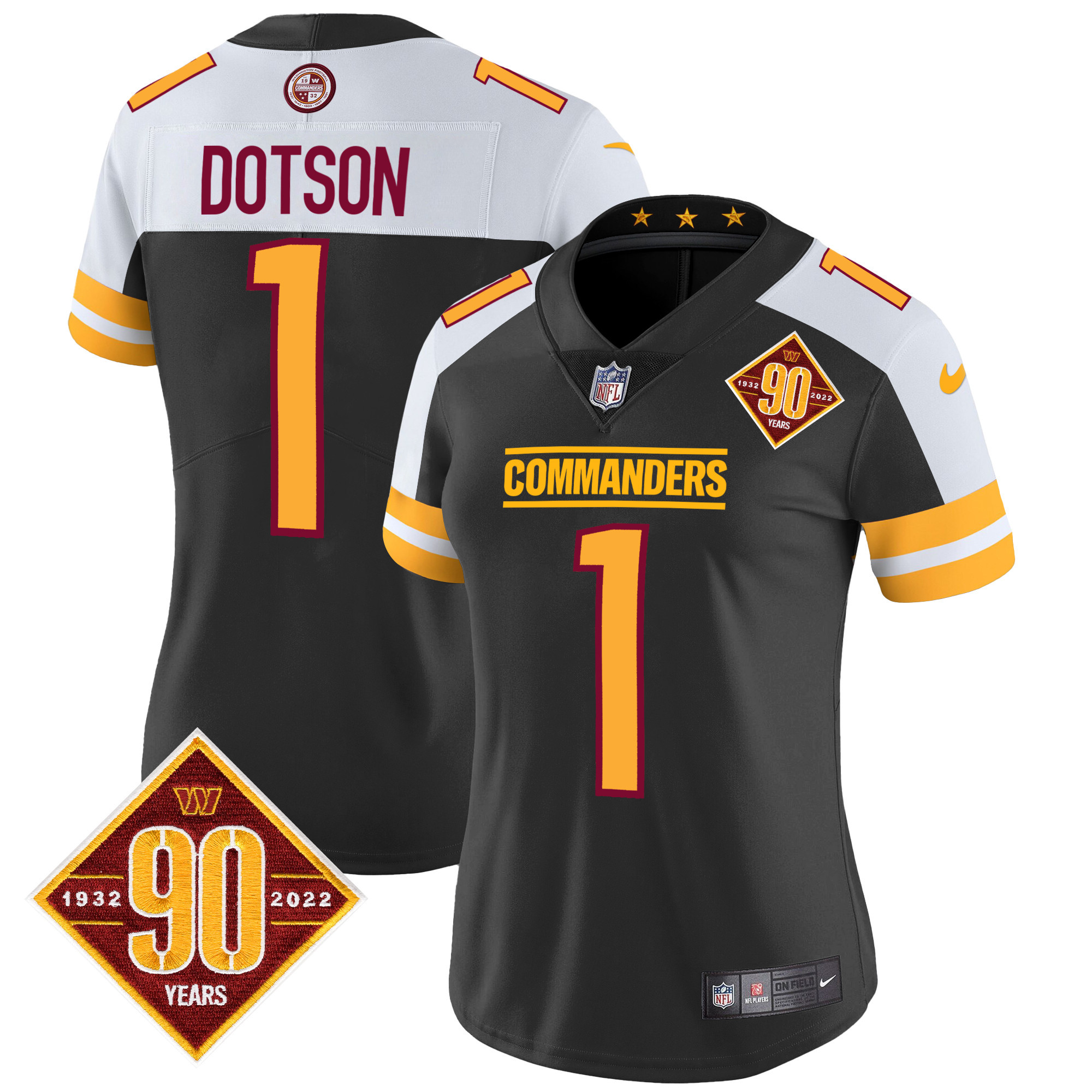 Women's Washington Commanders 90th Anniversary Patch Vapor Jersey V2 - All Stitched - Image 10