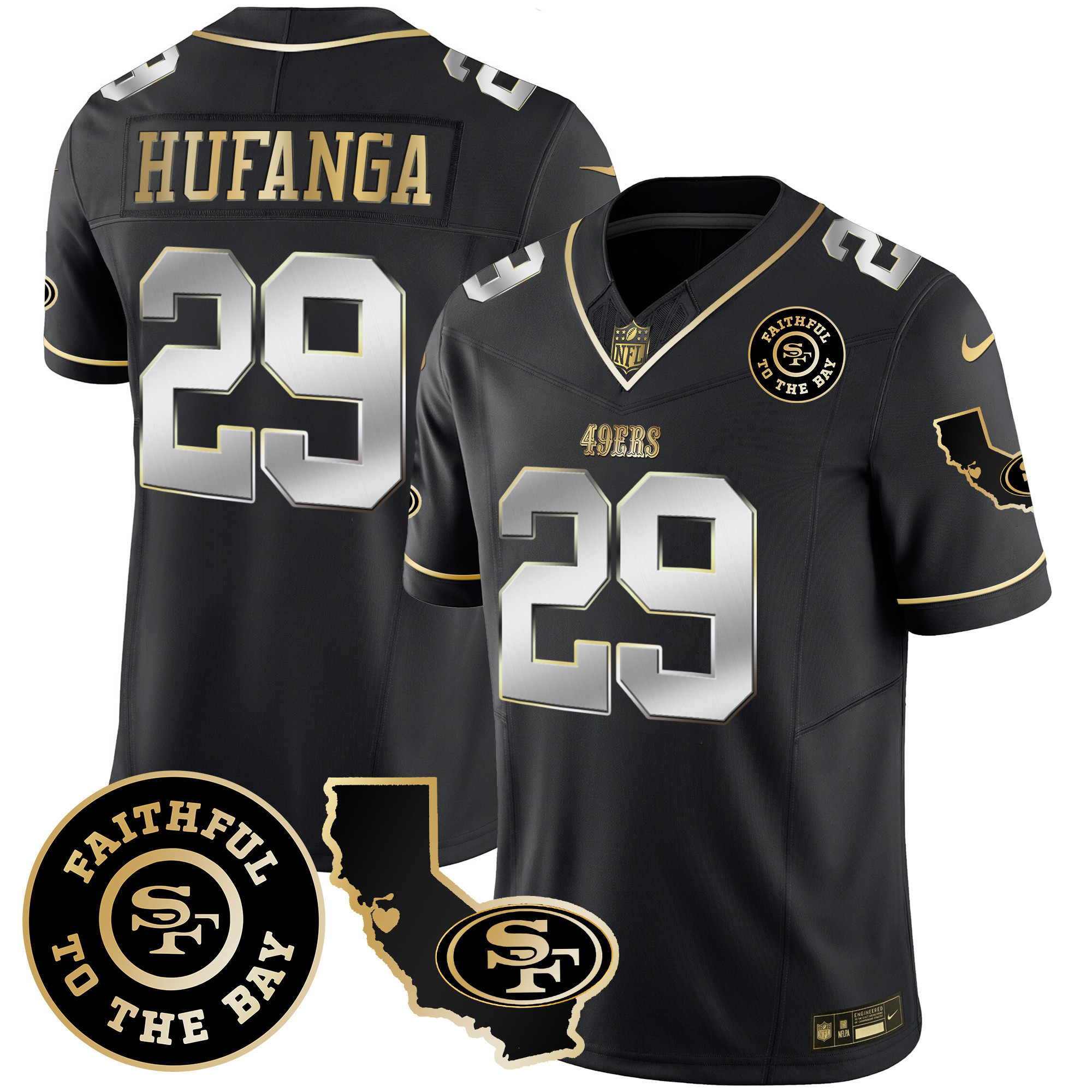 Men's 49ers Faithful & California Patch Vapor Jersey - All Stitched - Image 40