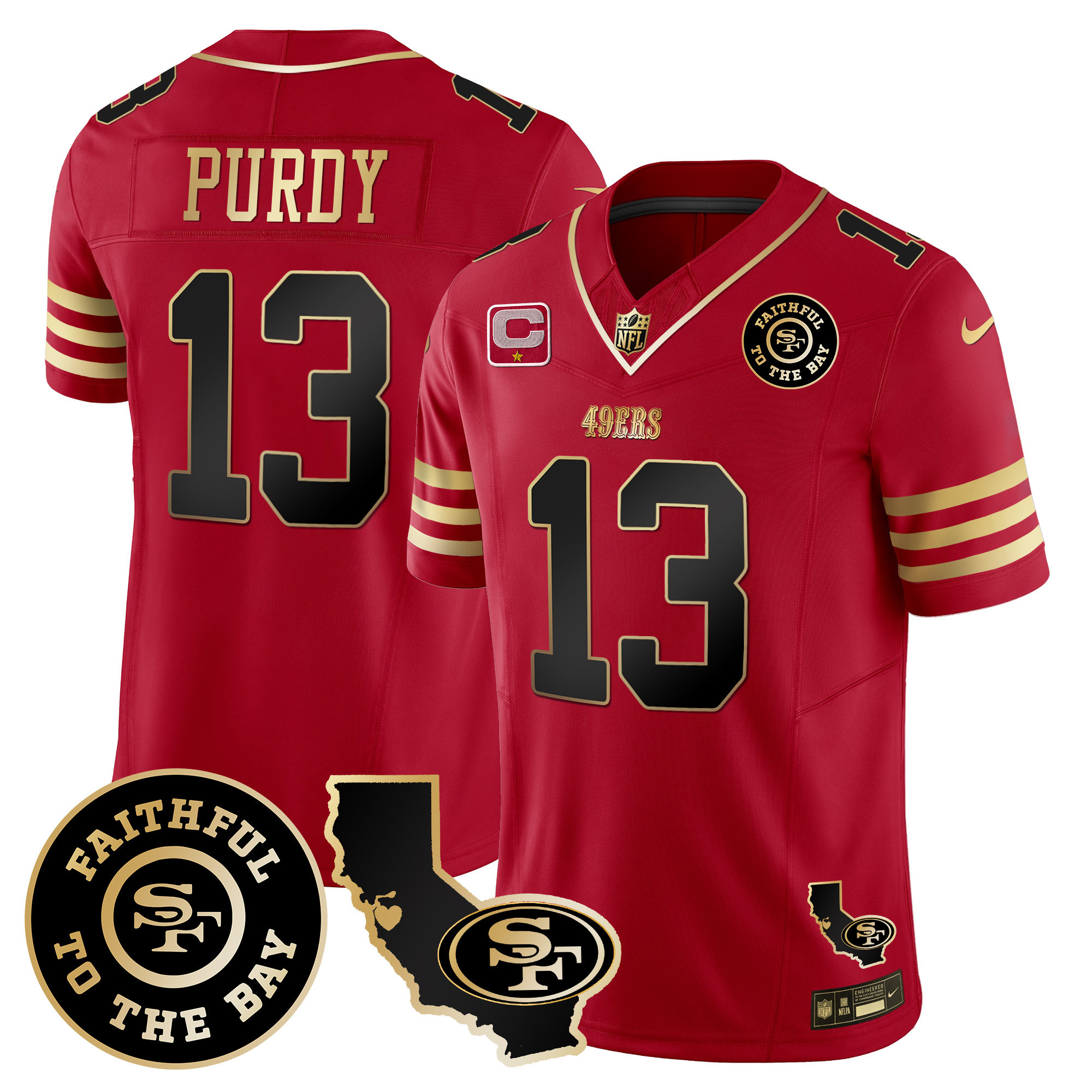 Men's 49ers Faithful & California Patch Vapor Jersey - All Stitched - Image 13
