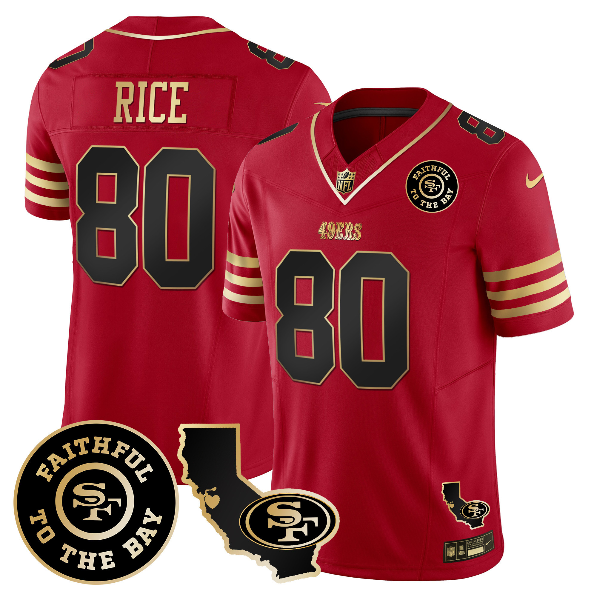 Men's 49ers Faithful & California Patch Vapor Jersey - All Stitched - Image 16