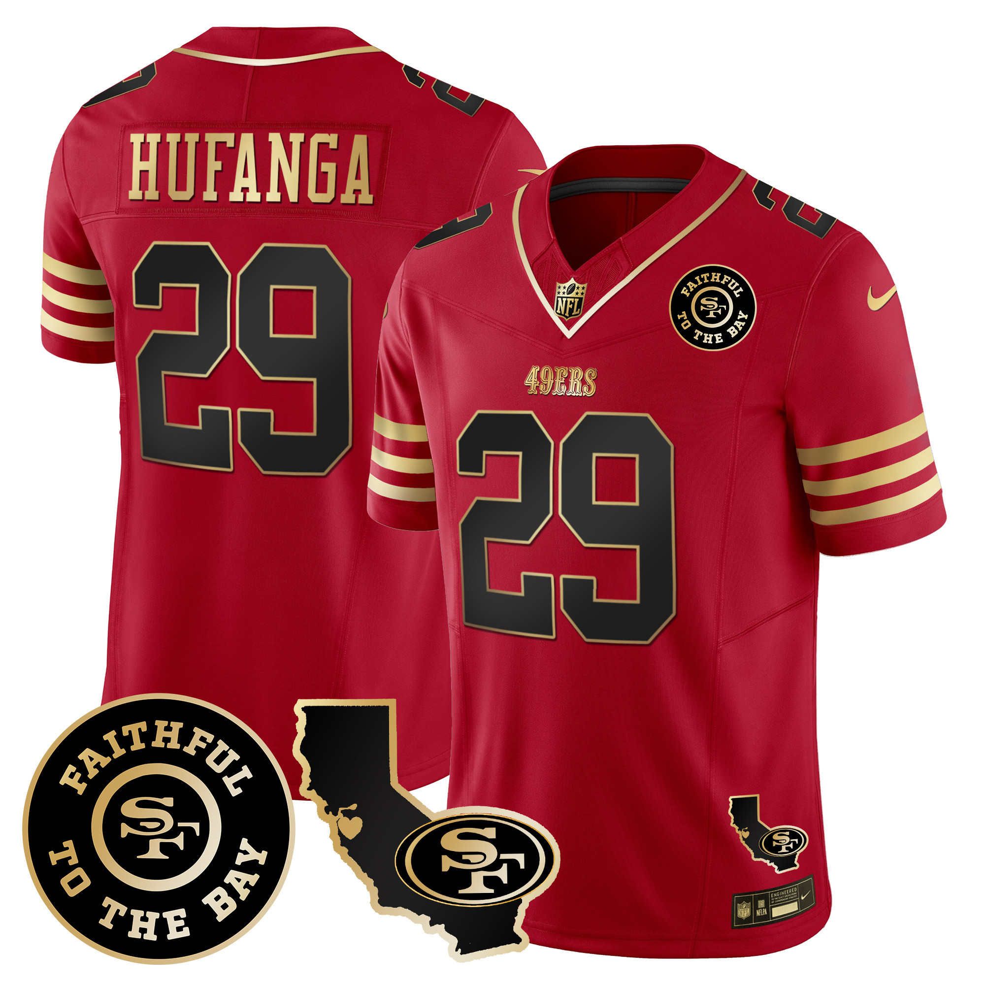 Men's 49ers Faithful & California Patch Vapor Jersey - All Stitched - Image 20
