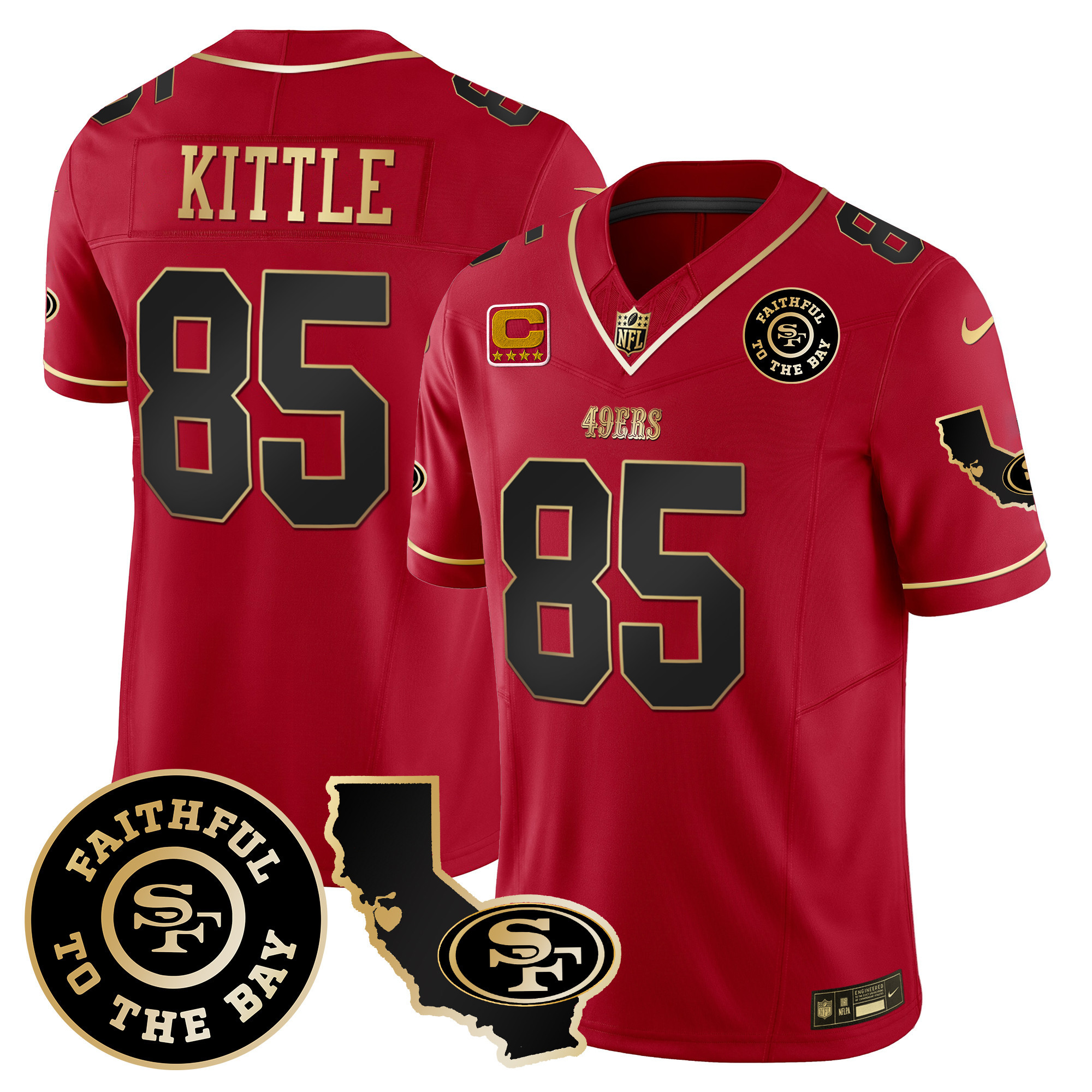 Men's 49ers Faithful & California Patch Vapor Jersey - All Stitched - Image 24