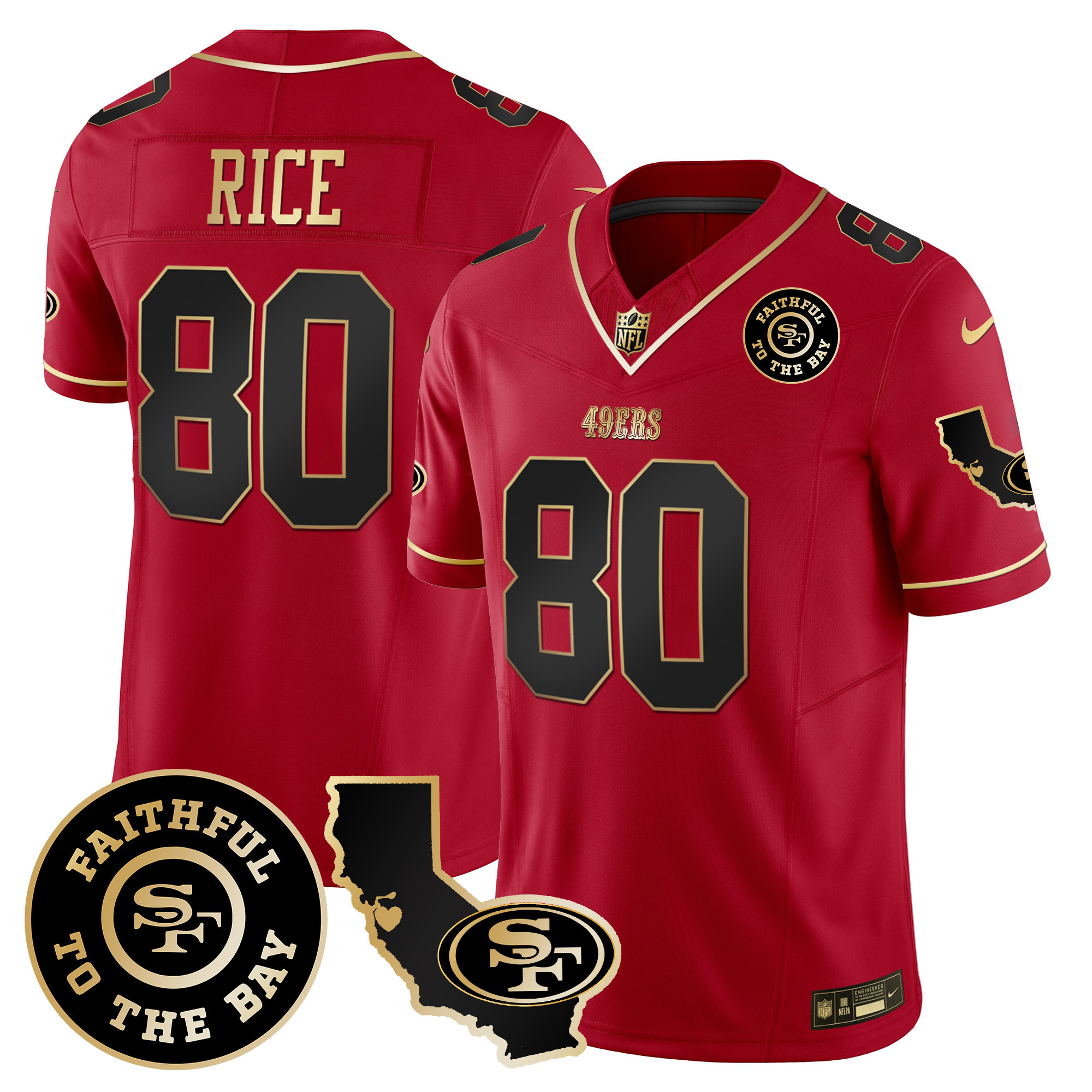 Men's 49ers Faithful & California Patch Vapor Jersey - All Stitched - Image 26