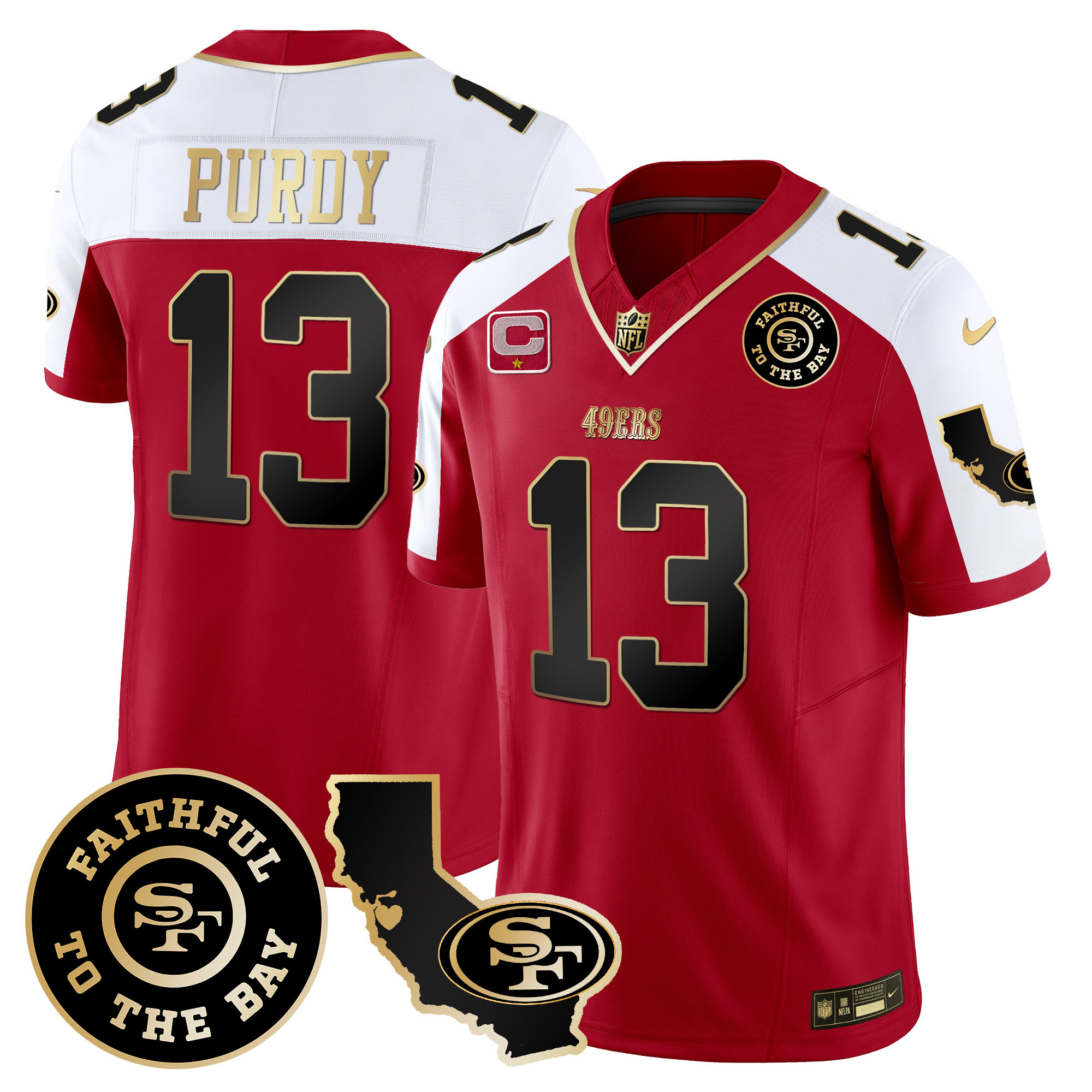 Men's 49ers Faithful & California Patch Vapor Jersey - All Stitched - Image 43