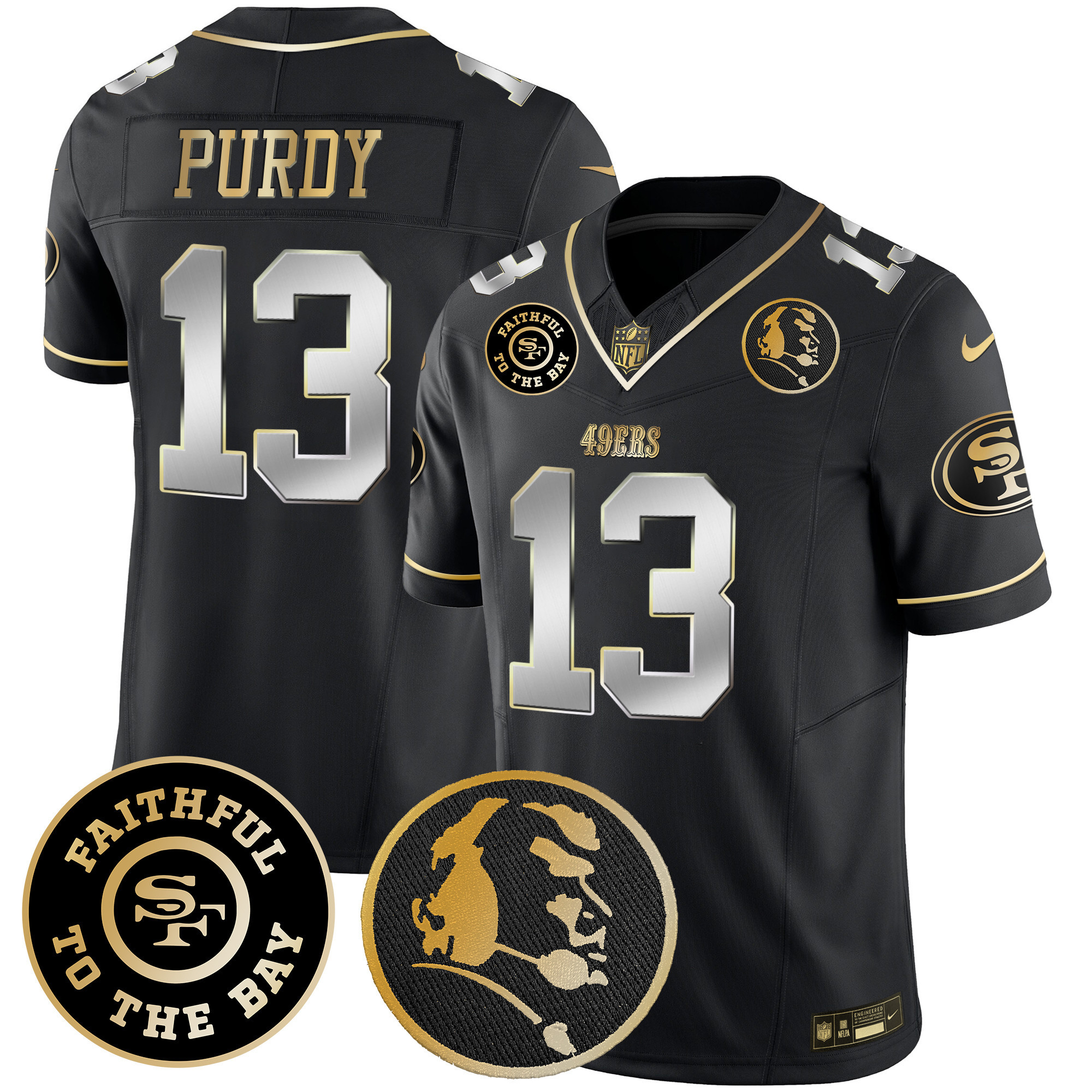 Men's 49ers Faithful & John Madden Patch Vapor Jersey - All Stitched - Image 33