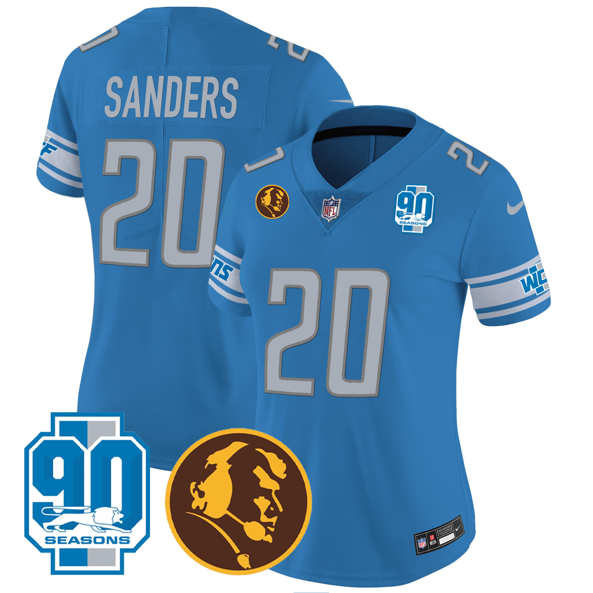 Women's Detroit Lions 90th & John Madden Patch Jersey - All Stitched - Image 17