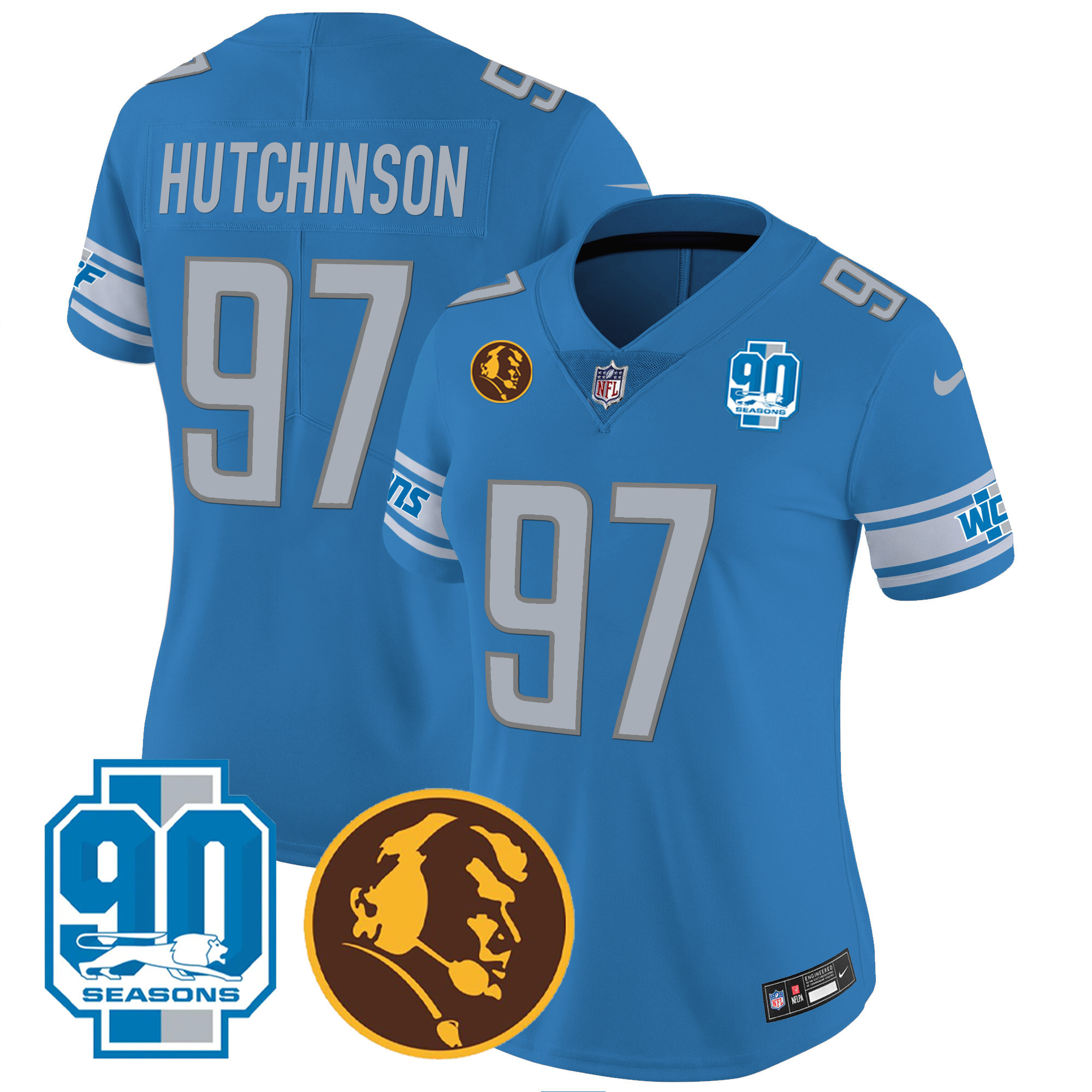 Women's Detroit Lions 90th & John Madden Patch Jersey - All Stitched - Image 13