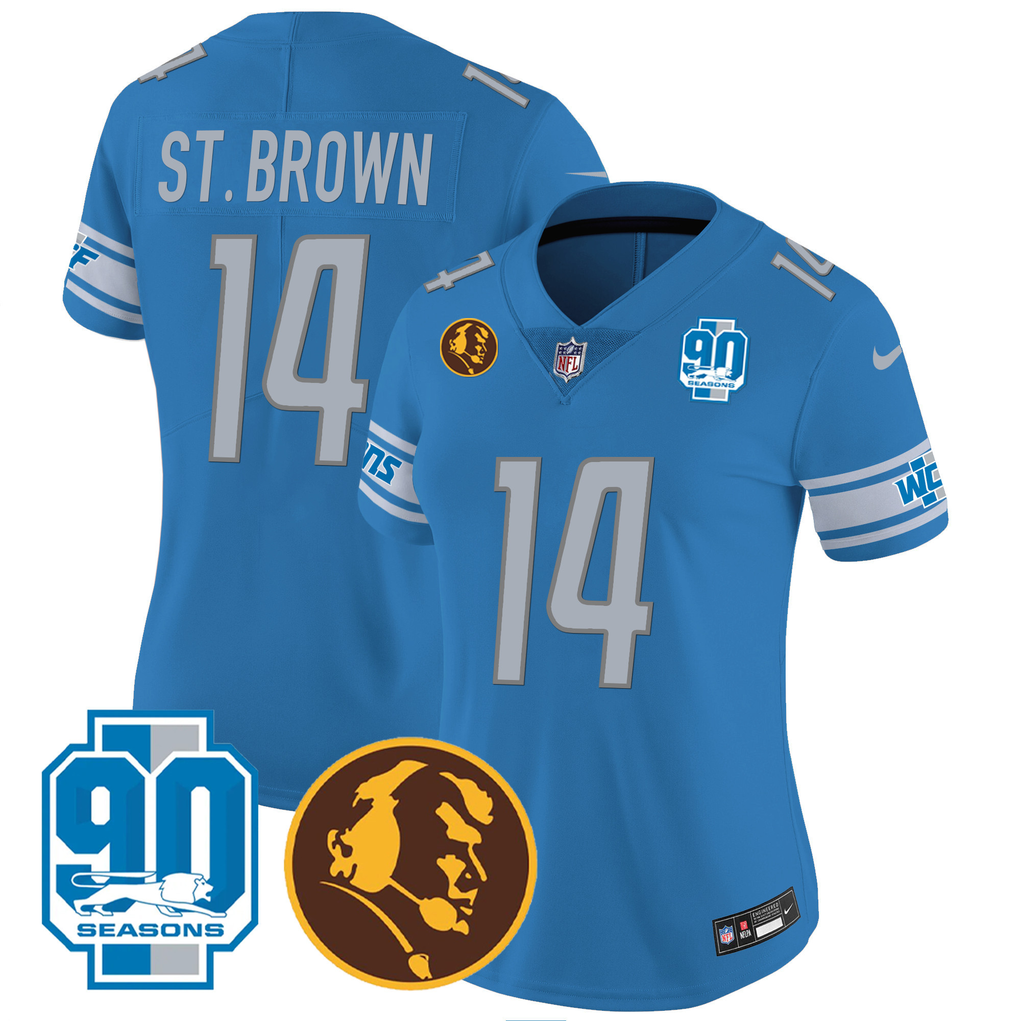 Women's Detroit Lions 90th & John Madden Patch Jersey - All Stitched - Image 15