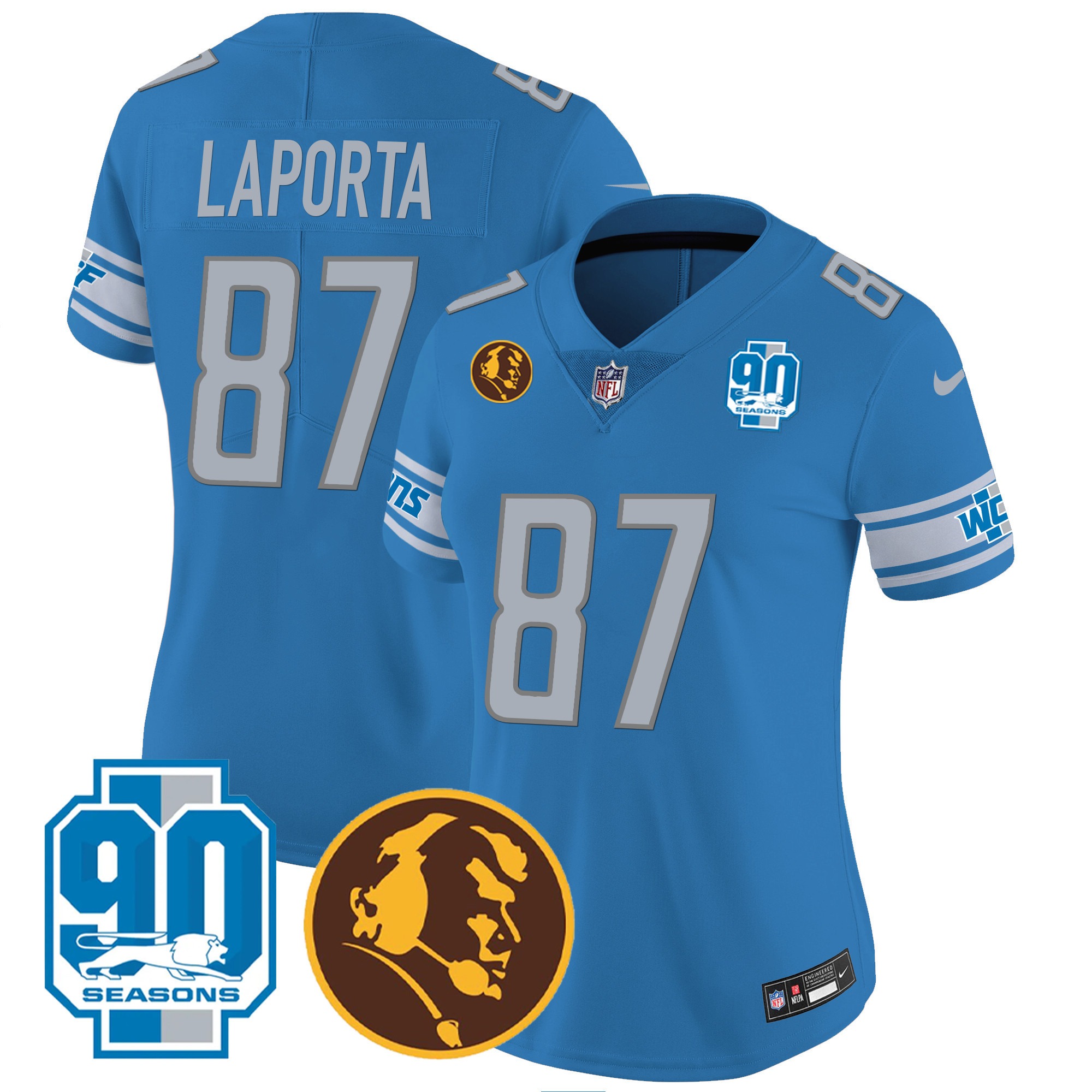 Women's Detroit Lions 90th & John Madden Patch Jersey - All Stitched - Image 18