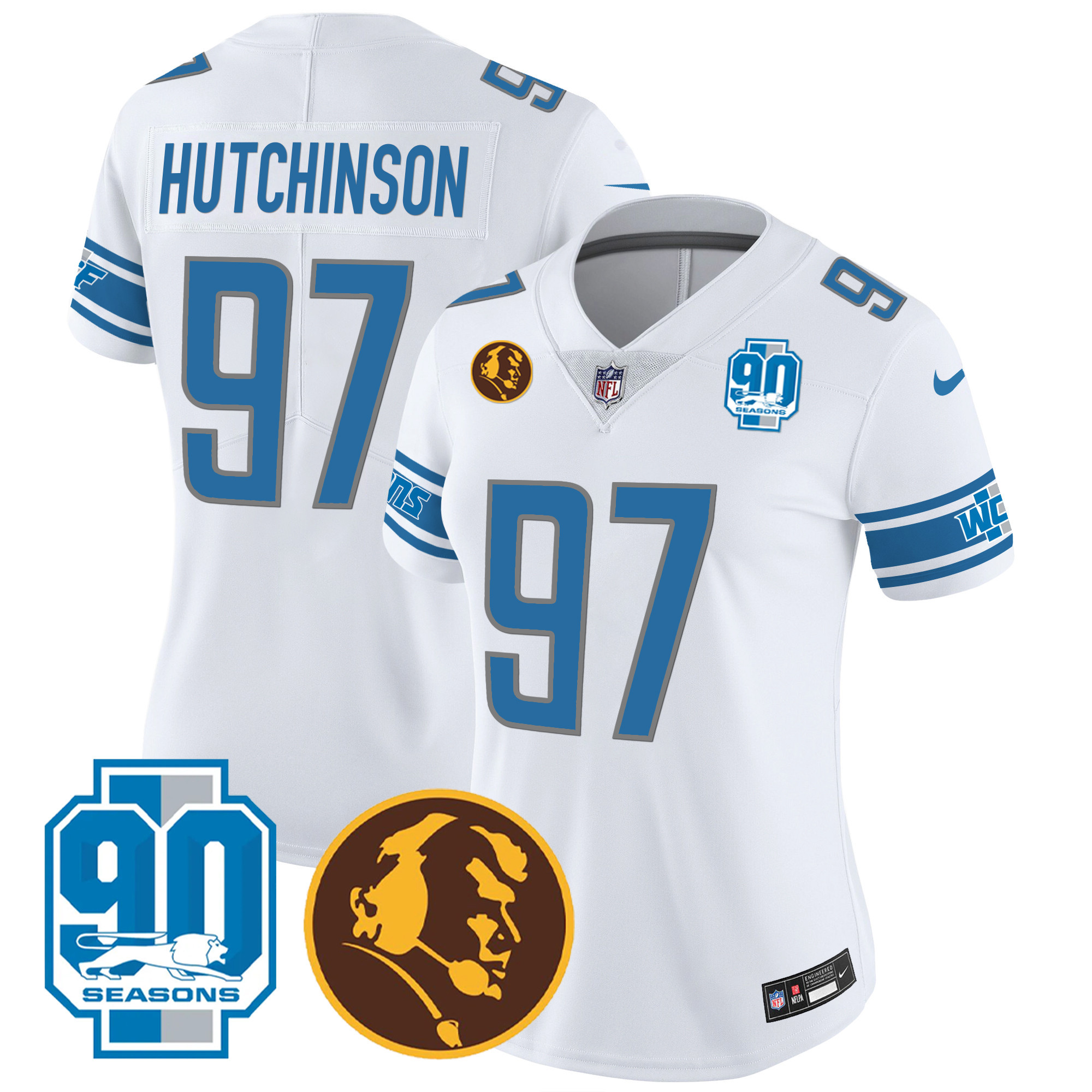 Women's Detroit Lions 90th & John Madden Patch Jersey - All Stitched - Image 25