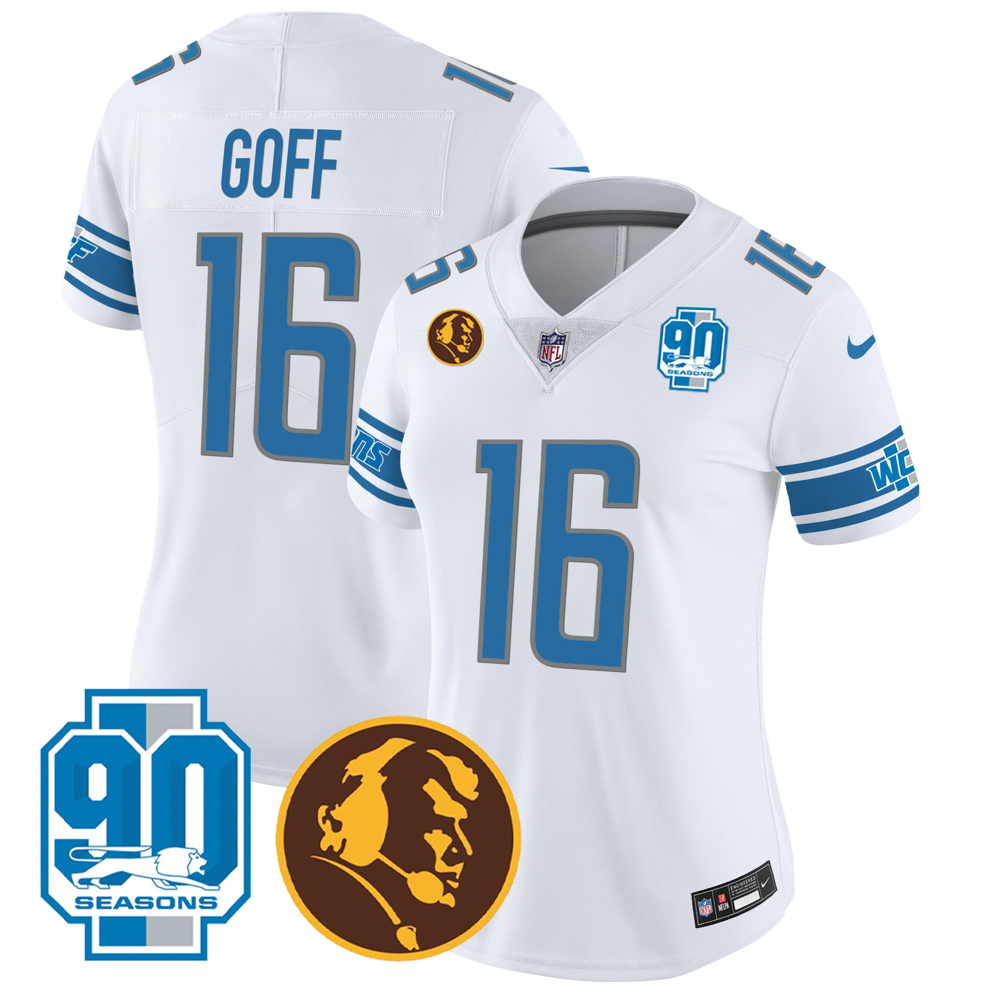Women's Detroit Lions 90th & John Madden Patch Jersey - All Stitched - Image 26