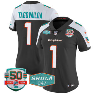 Women's Dolphins Shula 347 Patch Vapor Jersey - All Stitched