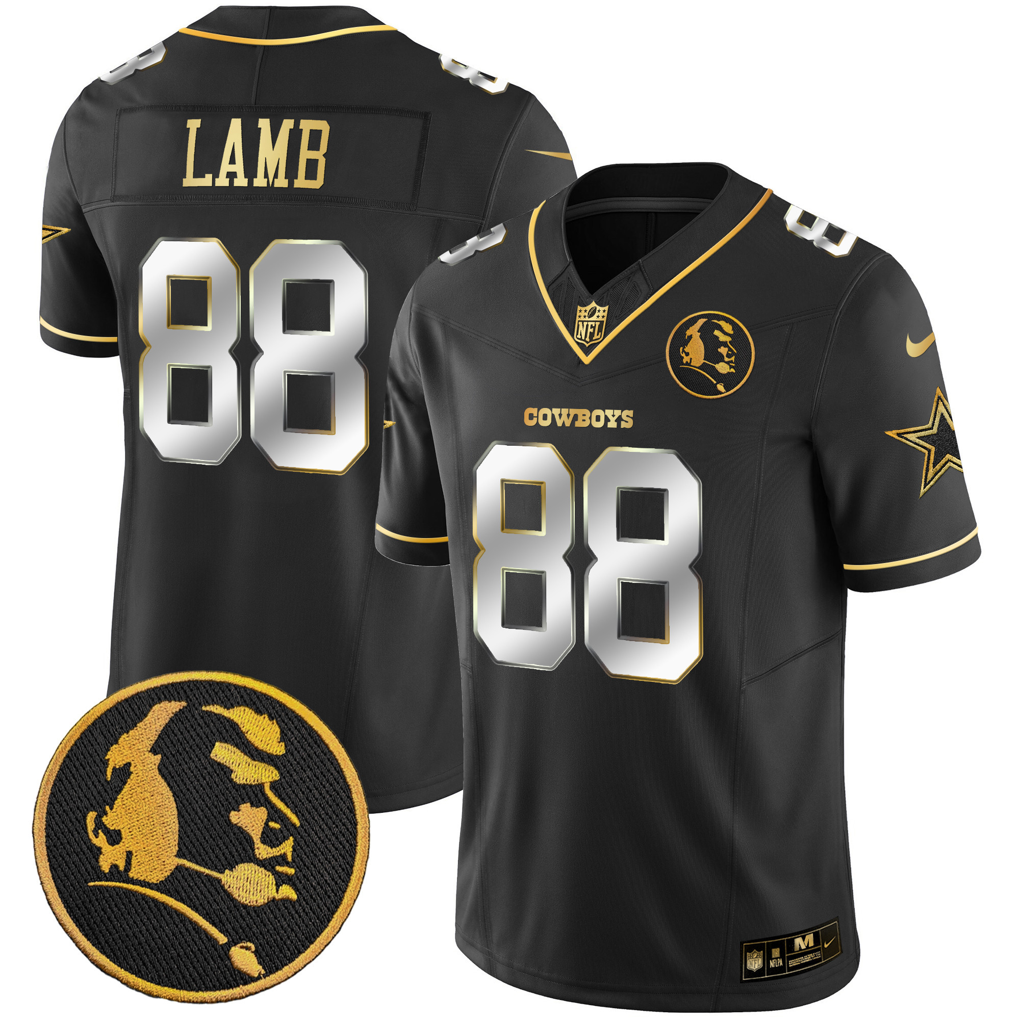 Men's Cowboys John Madden Patch Gold Vapor Jersey - All Stitched - Image 10