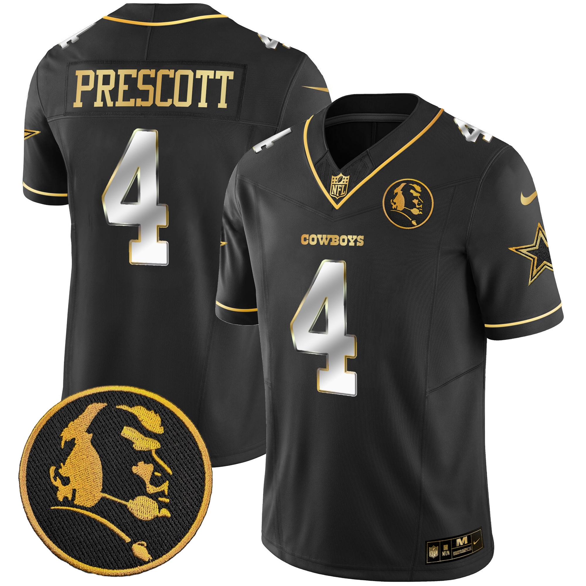 Men's Cowboys John Madden Patch Gold Vapor Jersey - All Stitched - Image 9