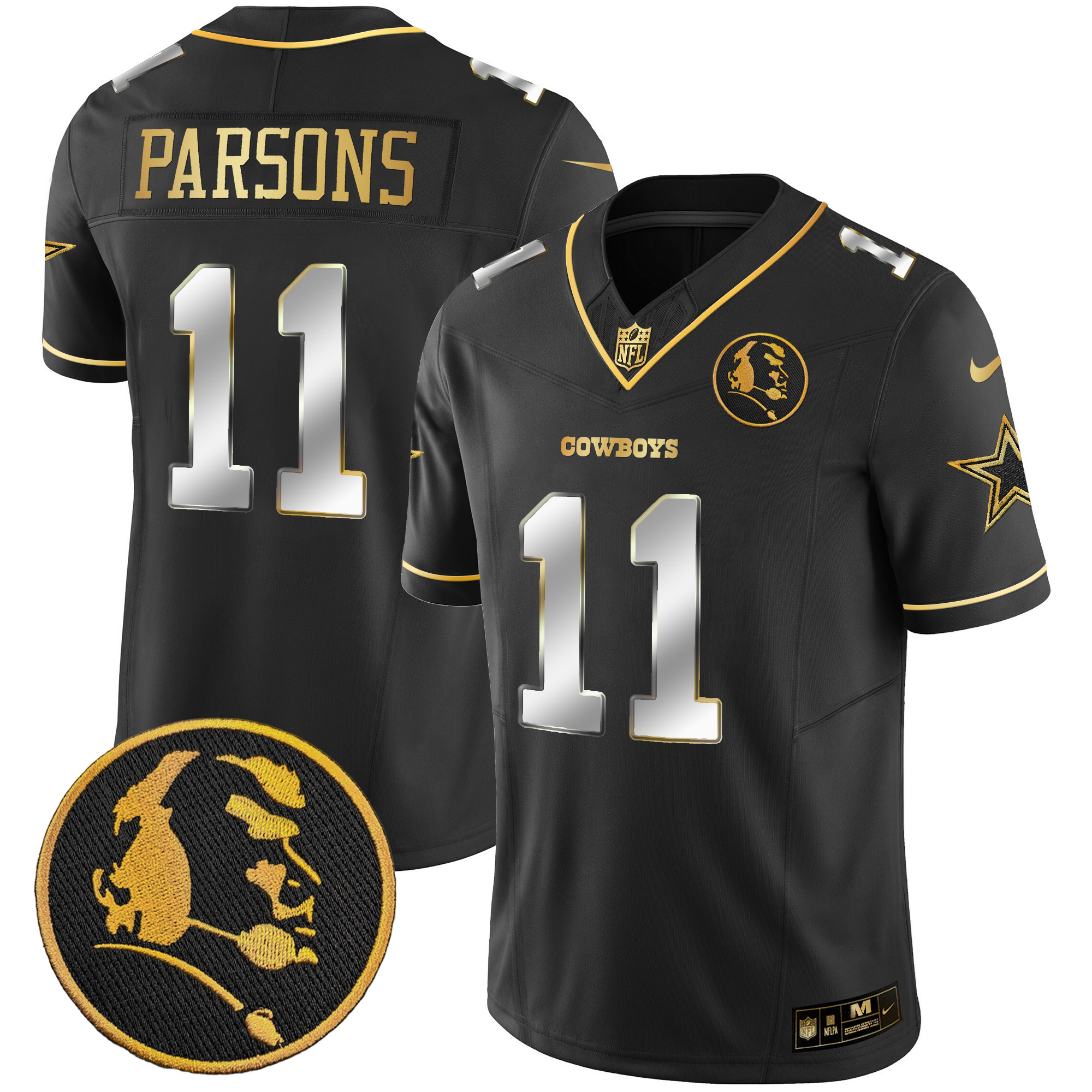 Men's Cowboys John Madden Patch Gold Vapor Jersey - All Stitched - Image 8