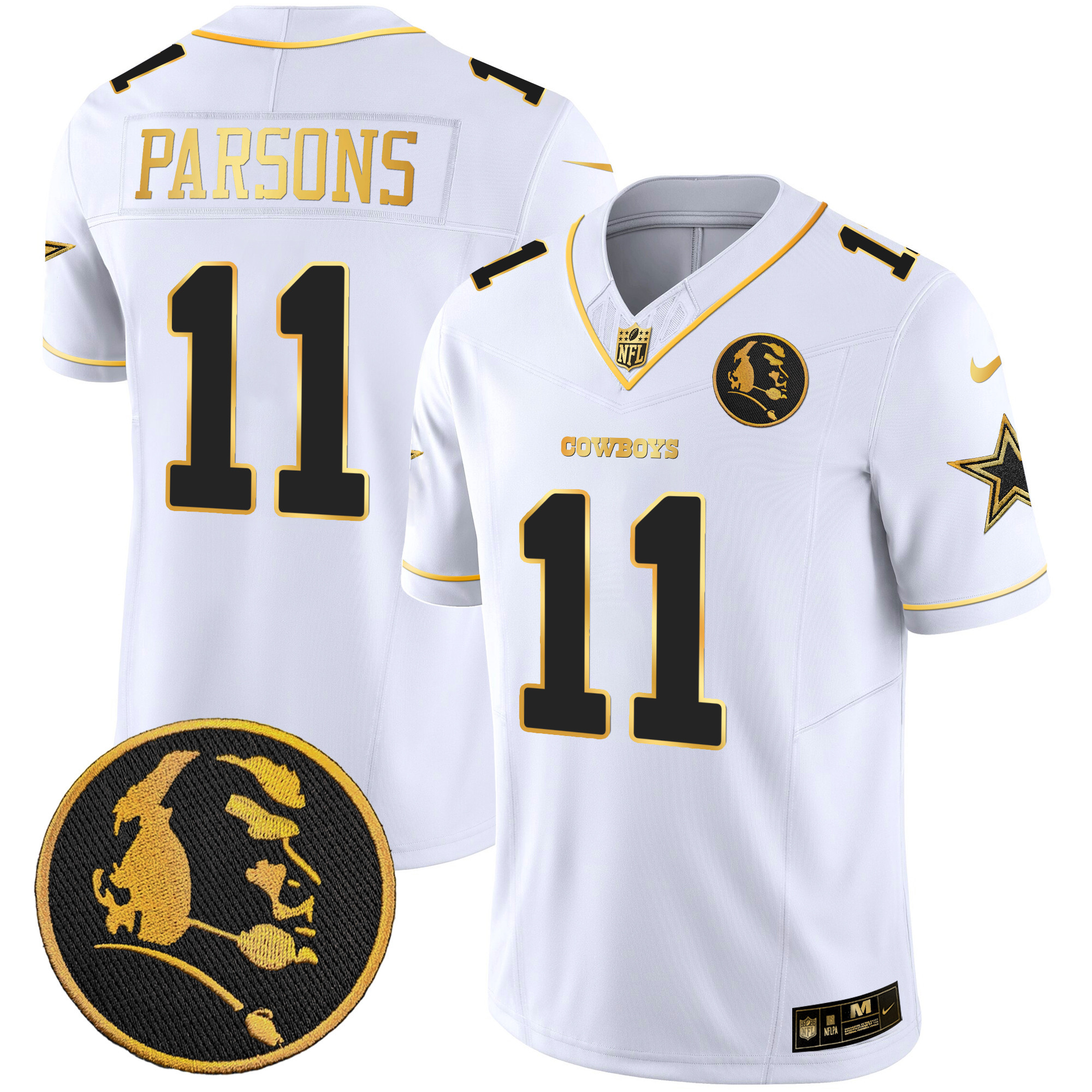 Men's Cowboys John Madden Patch Gold Vapor Jersey - All Stitched - Image 22