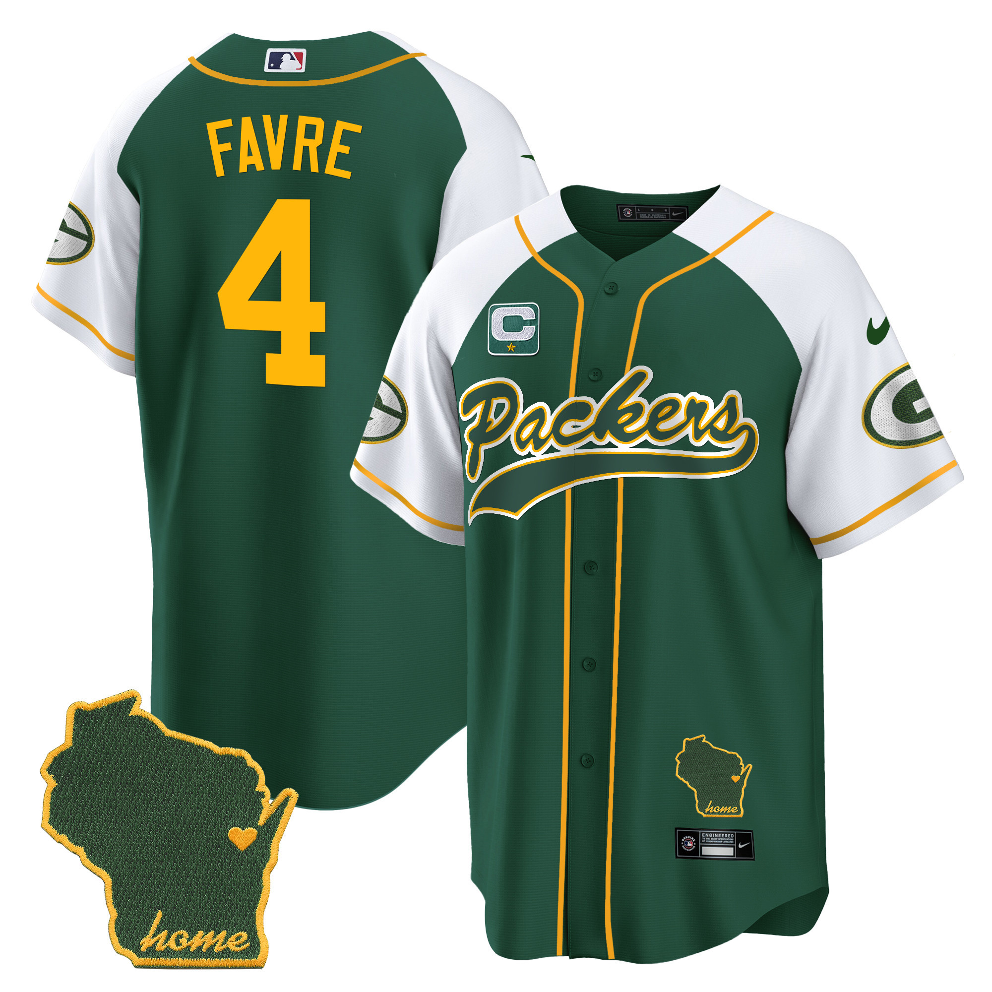 Men's Packers Home Patch Baseball Jersey - All Stitched - Image 5