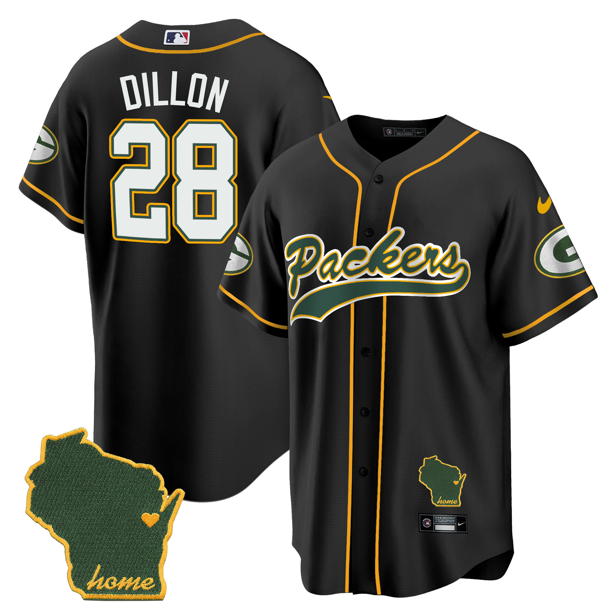 Men's Packers Home Patch Baseball Jersey - All Stitched - Image 23