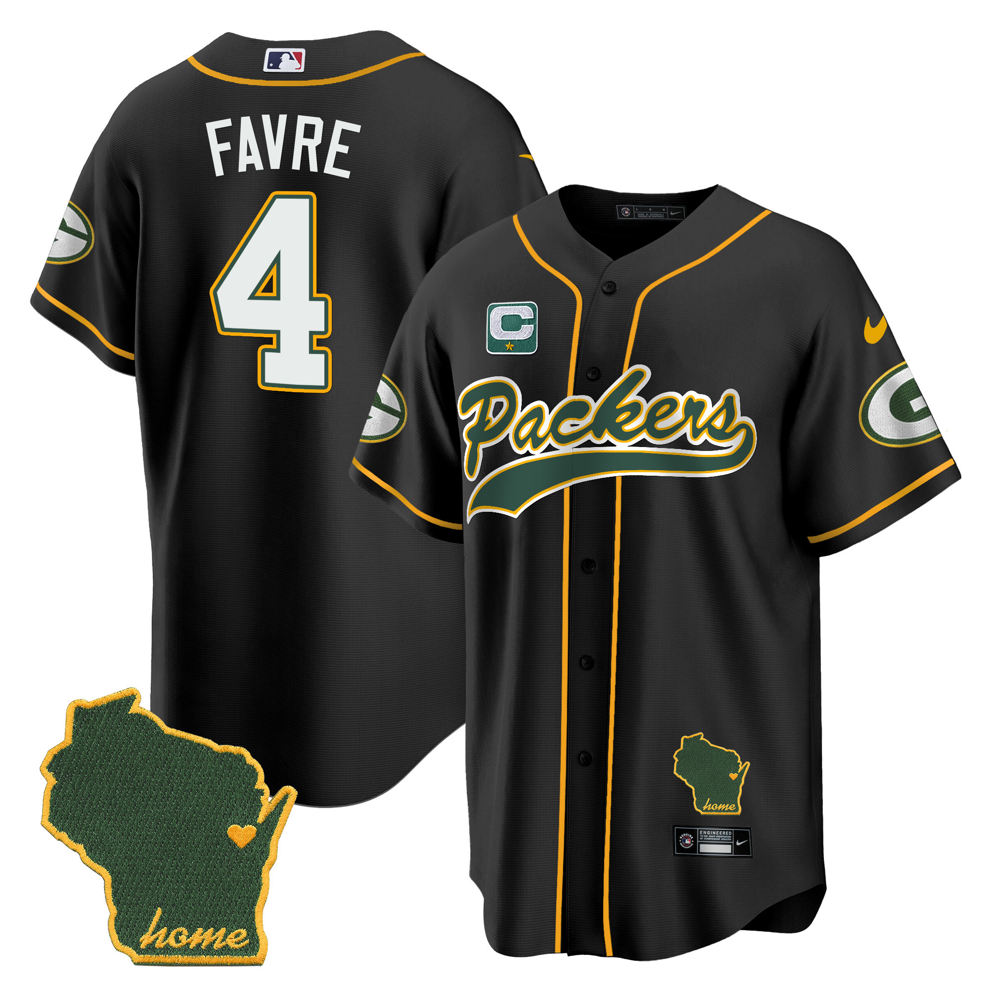 Men's Packers Home Patch Baseball Jersey - All Stitched - Image 26