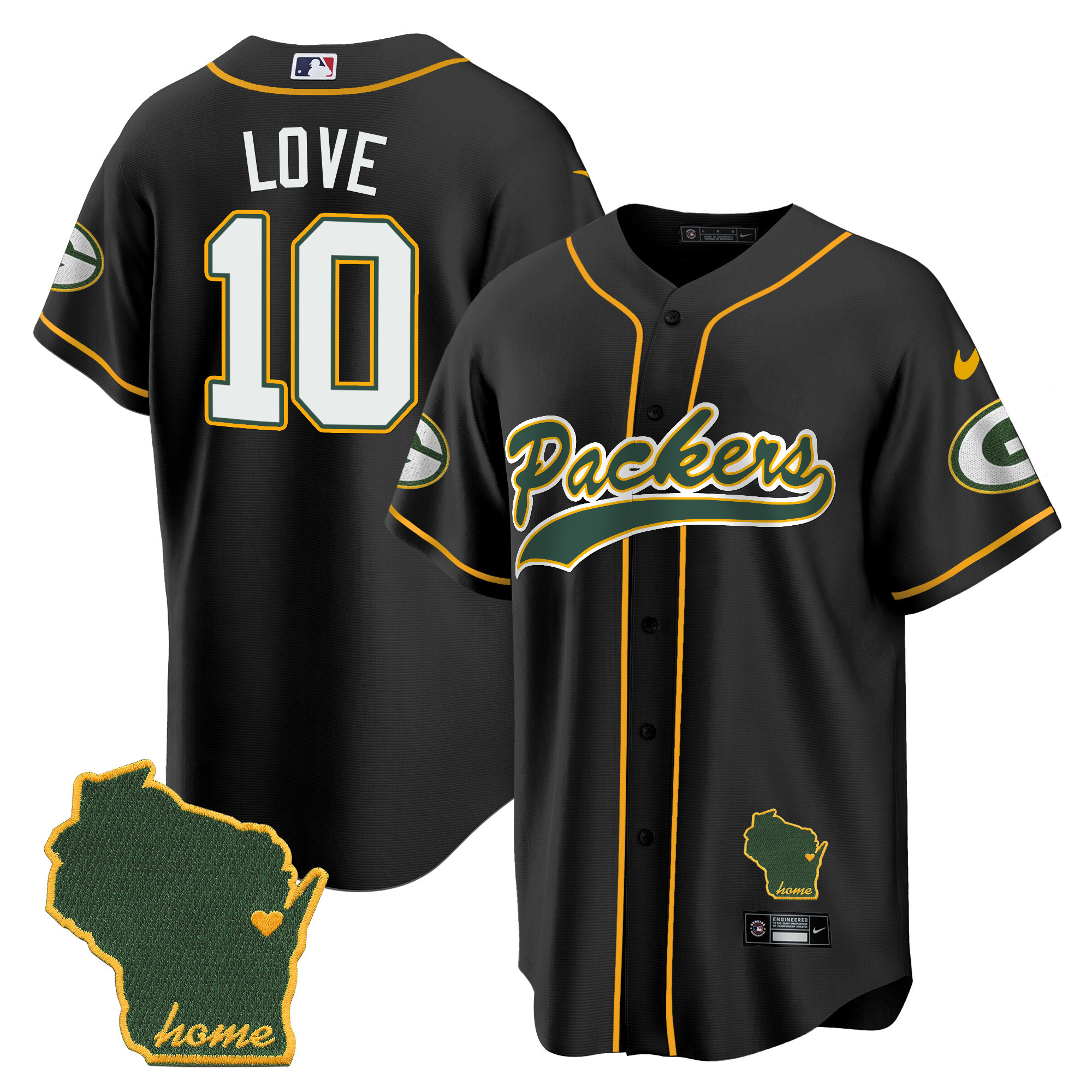 Men's Packers Home Patch Baseball Jersey - All Stitched - Image 22