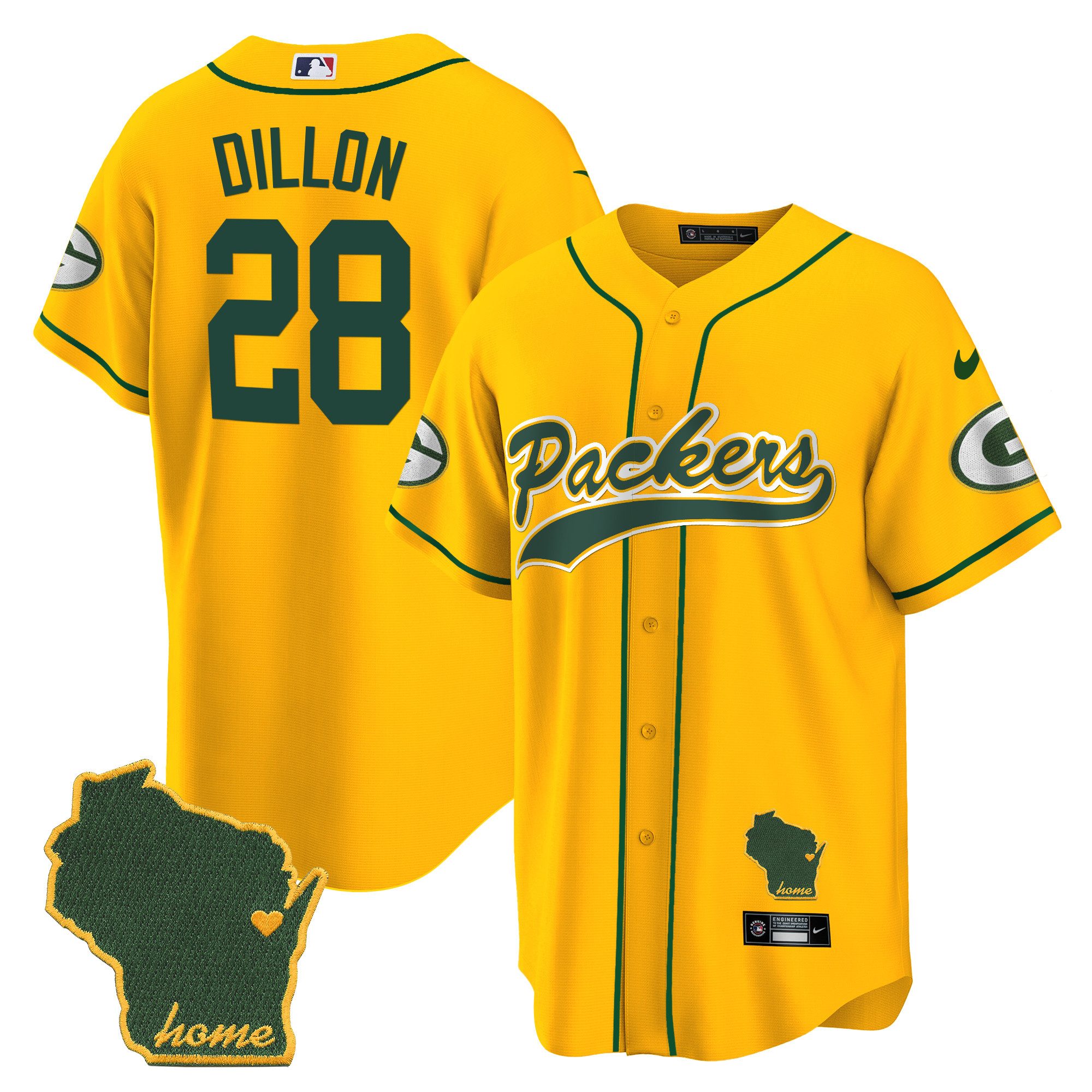 Men's Packers Home Patch Baseball Jersey - All Stitched - Image 30
