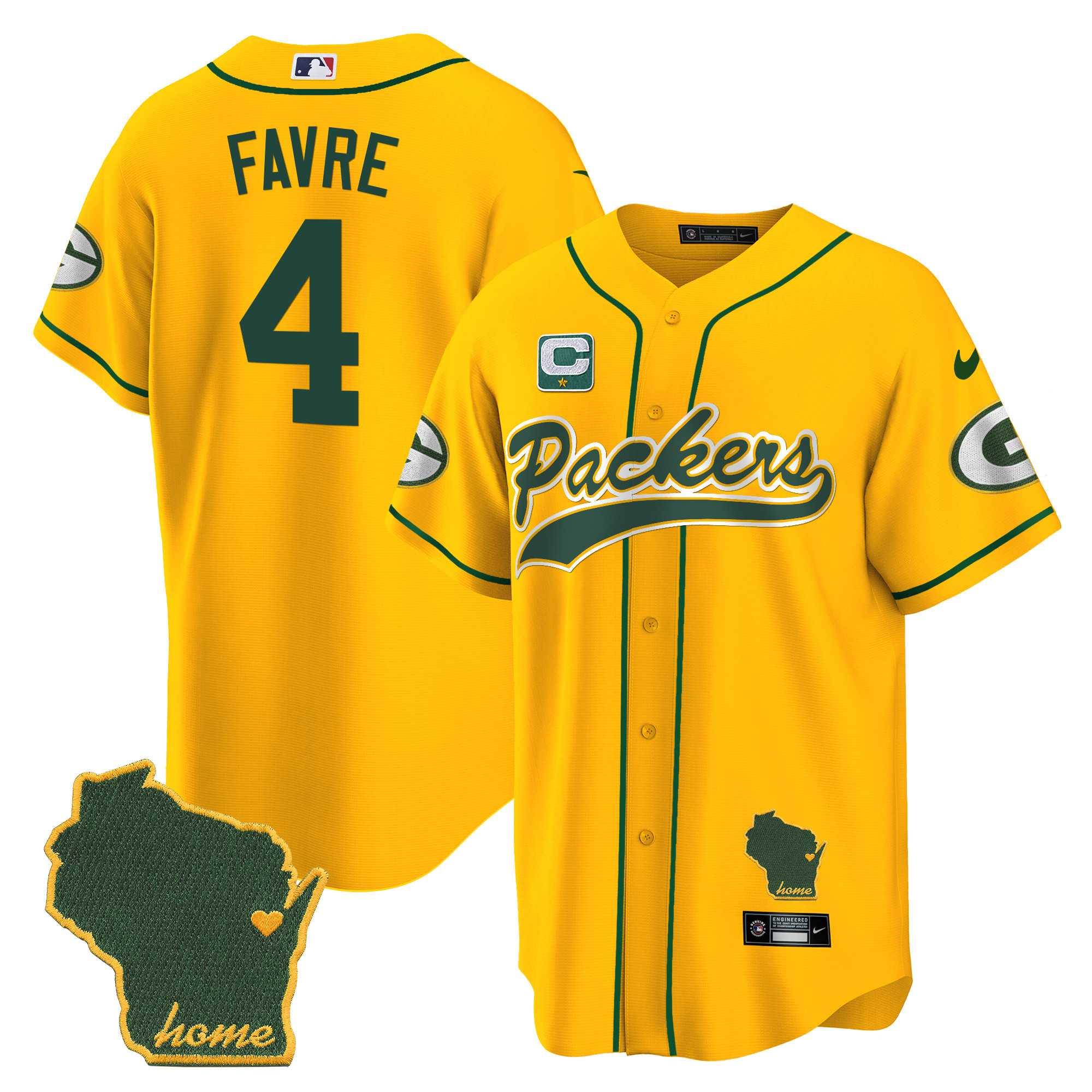 Men's Packers Home Patch Baseball Jersey - All Stitched - Image 33