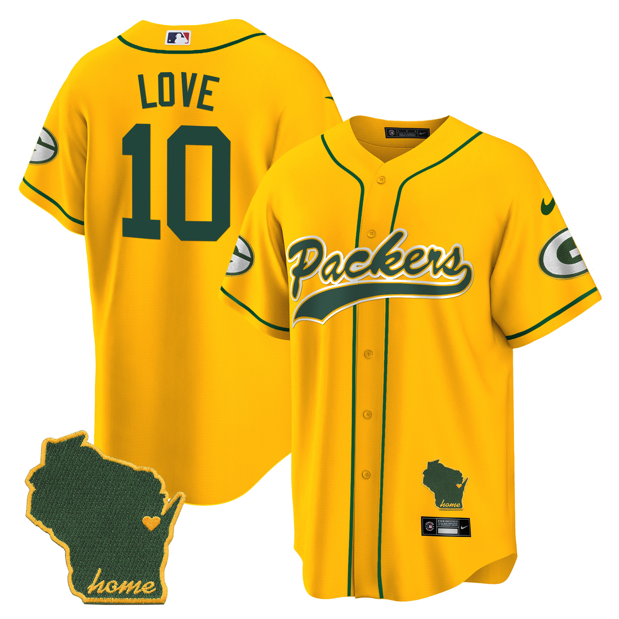 Men's Packers Home Patch Baseball Jersey - All Stitched - Image 29