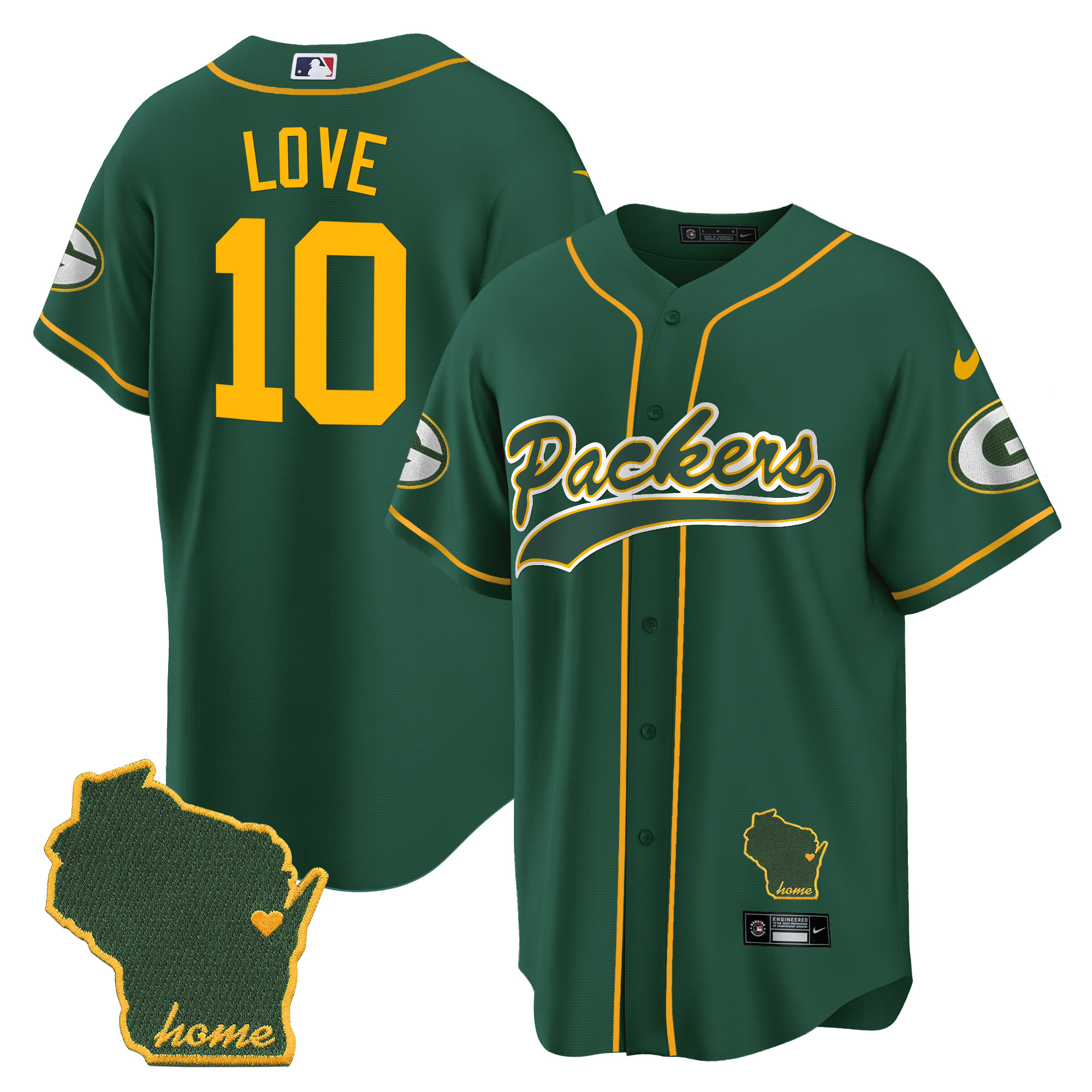 Men's Packers Home Patch Baseball Jersey - All Stitched - Image 8